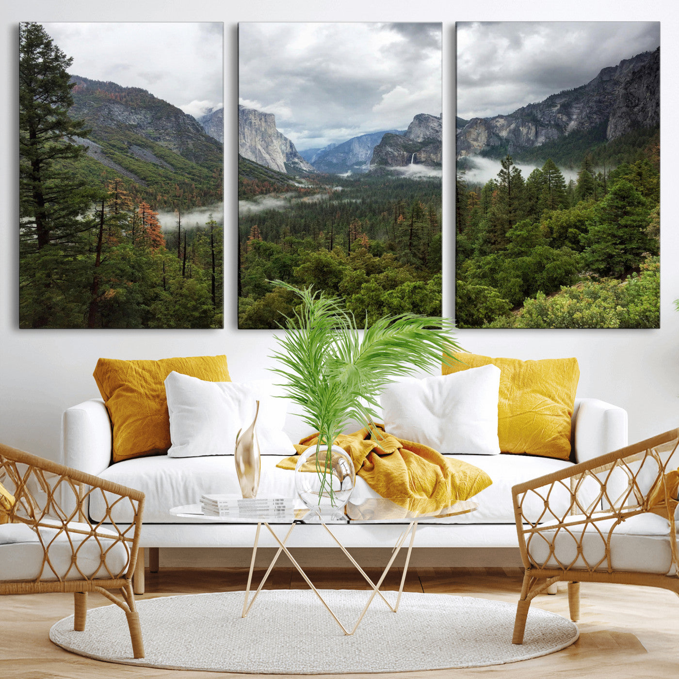 46168759-MGV-CV-36X24 - Yosemite Valley Wall Art Canvas Print, El Capitan Mountain Landscape Nature Wall Decor