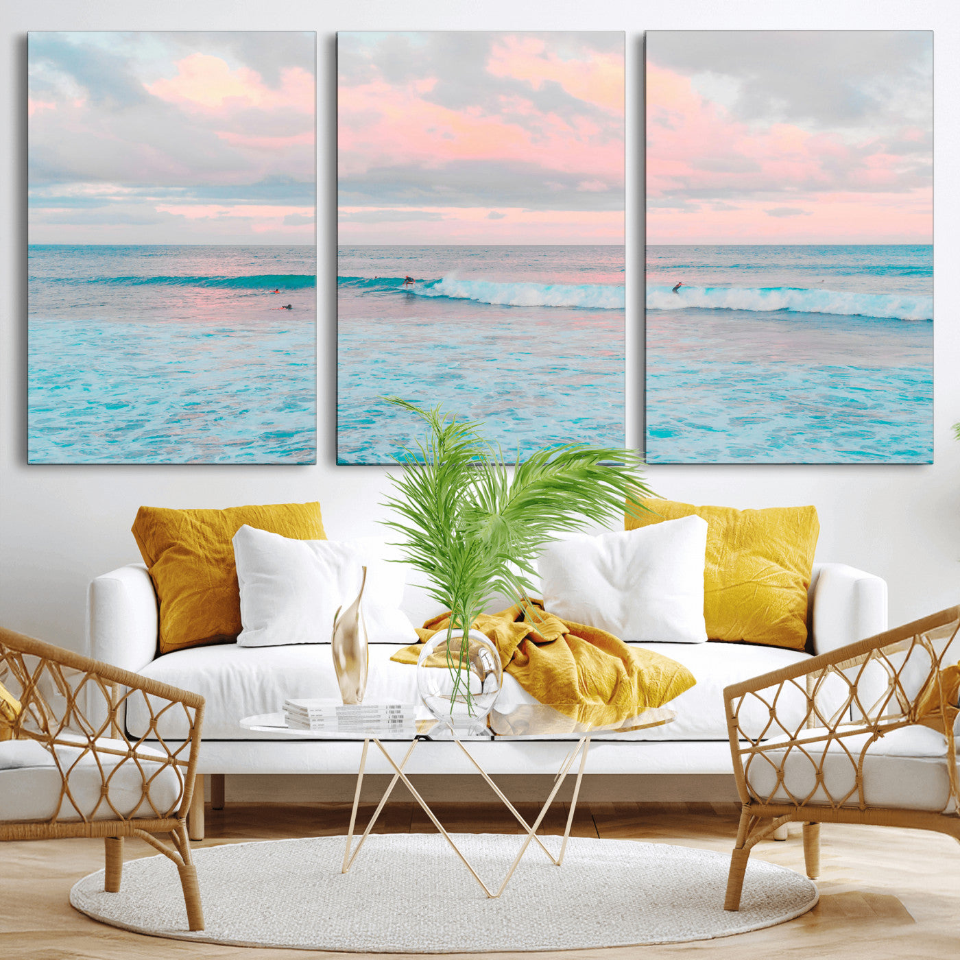 73216461-MGV-CV-36X24 - Ocean Wave Wall Art Canvas Print, Pastel Surf Seascape Photography, Coastal Beach Wall Decor