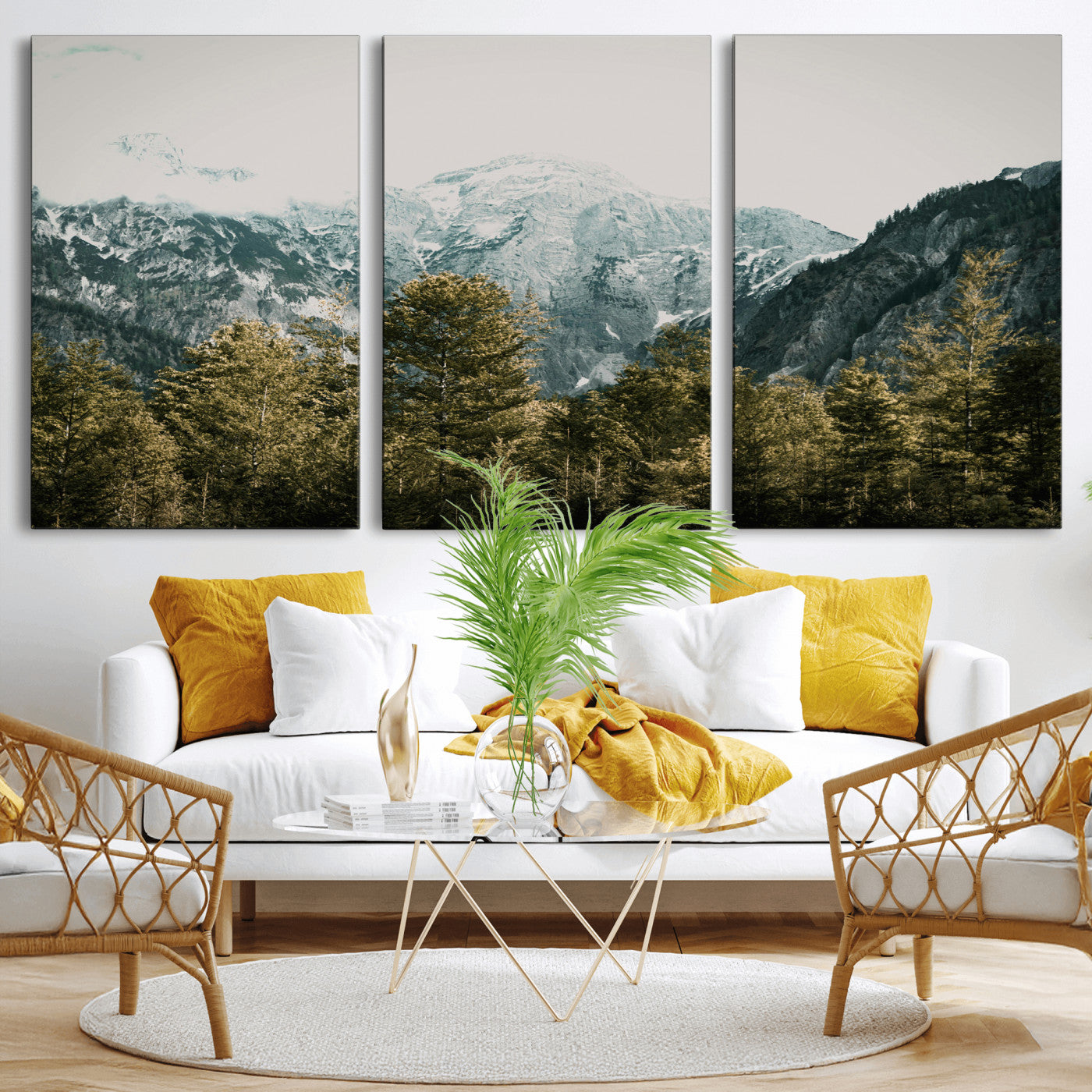 48479662-MGV-CV-36X24 - Mountain Forest Wall Art Canvas Print, Alpine Landscape Nature Photography, Moody Wilderness Wall Decor