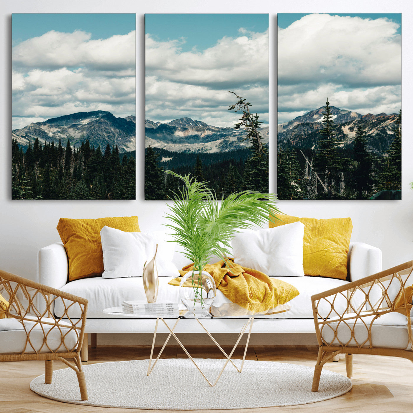30416773-MGV-CV-36X24 - Mountain Forest Wall Art Canvas Print, Alpine Pine Tree Landscape Photography, Scenic Wilderness Mountain View, Nature Wall Decor