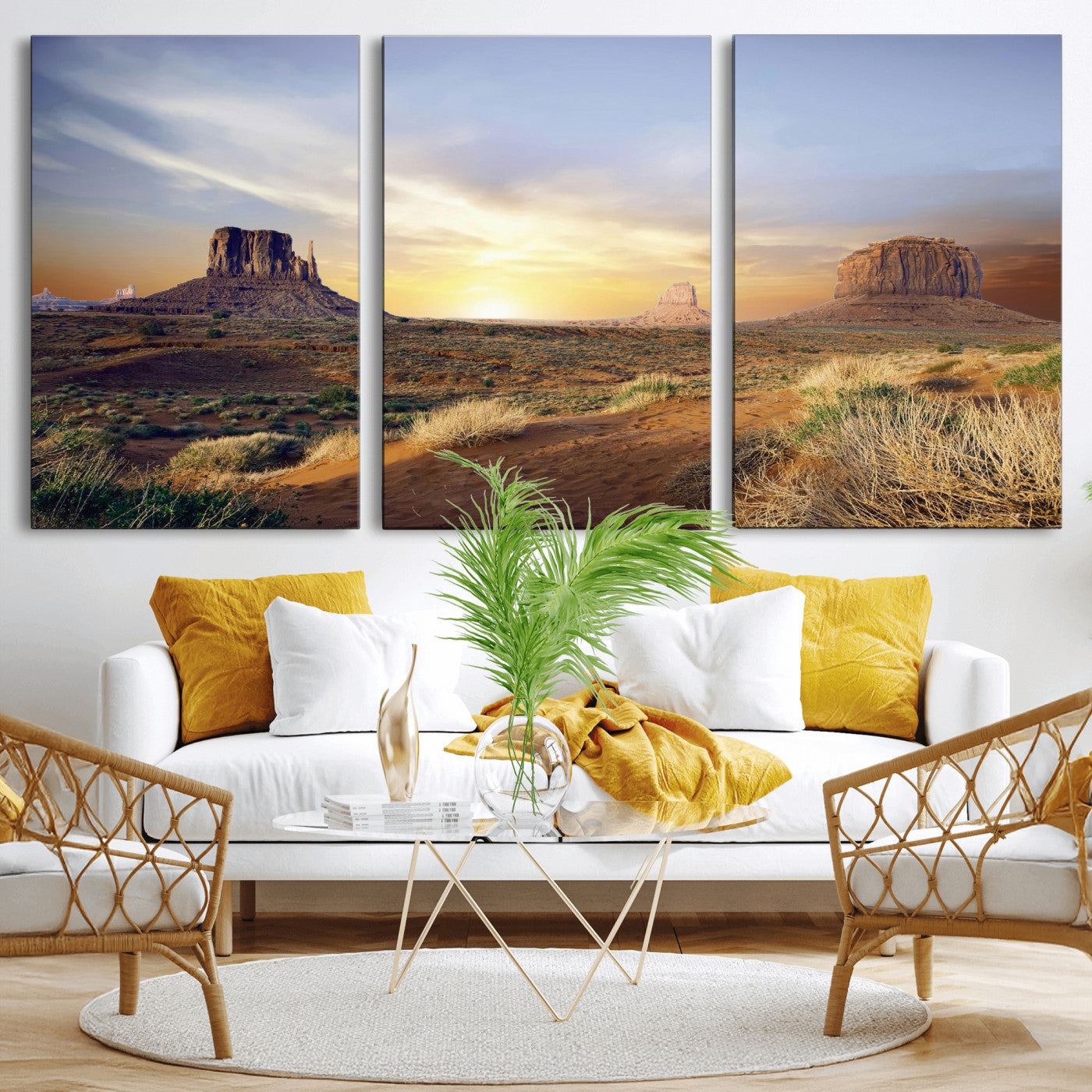 14901845-MGV-CV-36X24 - Monument Valley Desert Landscape Wall Art Canvas Print, Southwest Desert Rock Formation Canvas Print, Western Red Rock Panorama Art Printing