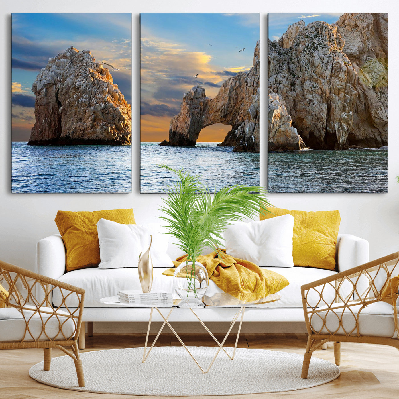 63505689-MGV-CV-36X24 - El Arco Cabo San Lucas Ocean Arch Wall Art Canvas Print, Baja California Rock Arch Seascape Canvas Print, Mexico Coastal Landmark Scenic Art Printing