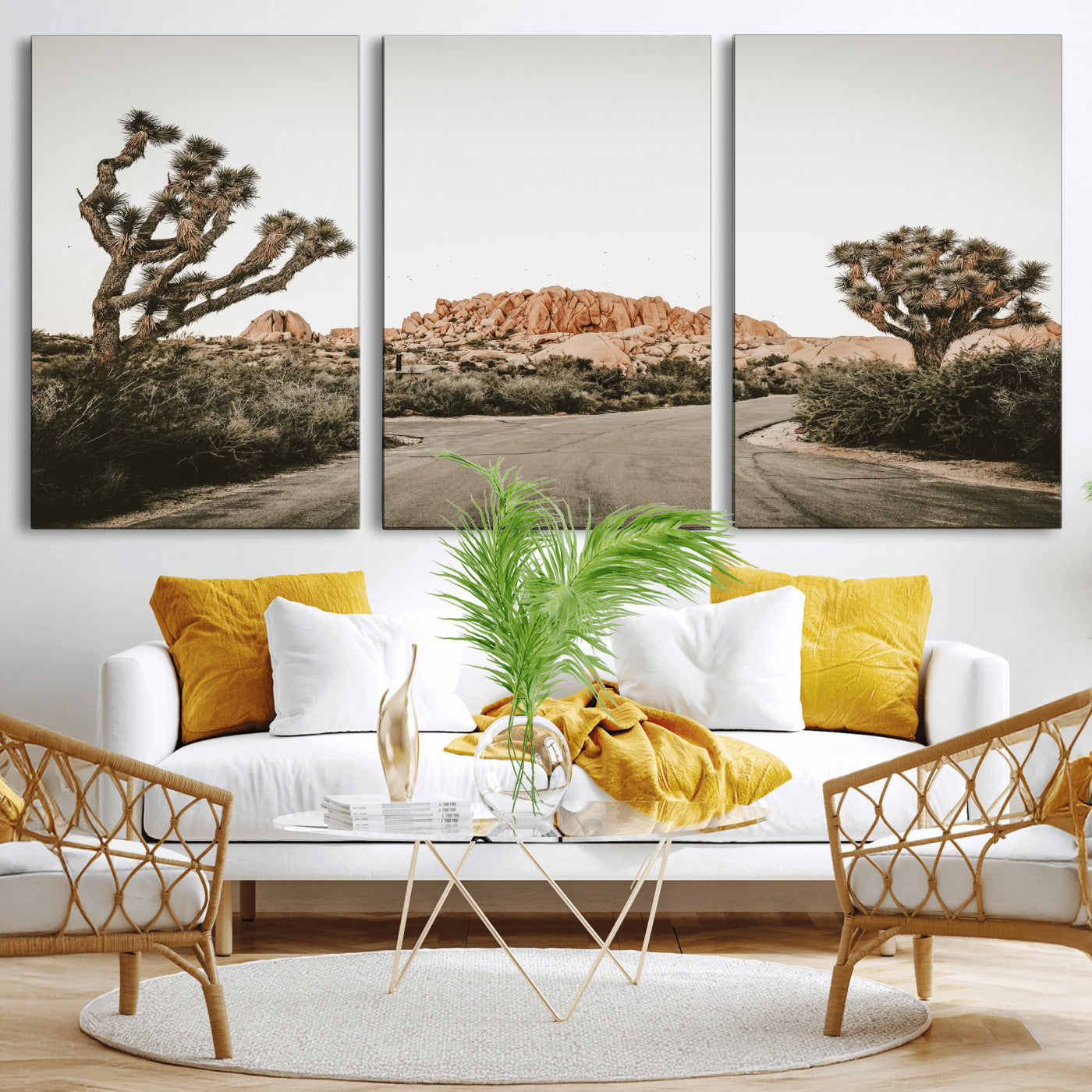 97248544-MGV-CV-36X24 - Joshua Tree Desert Wall Art Canvas Print, Minimal Southwestern Landscape Nature Wall Decor for Modern and Boho Interiors