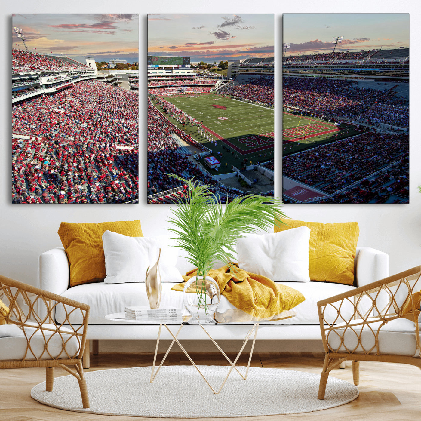46571211-MGV-CV-36X24 - Donald W. Reynolds Razorback Stadium Wall Art Canvas Print – Arkansas Razorbacks Football Artwork for Home, Office, and Sports Room Decor