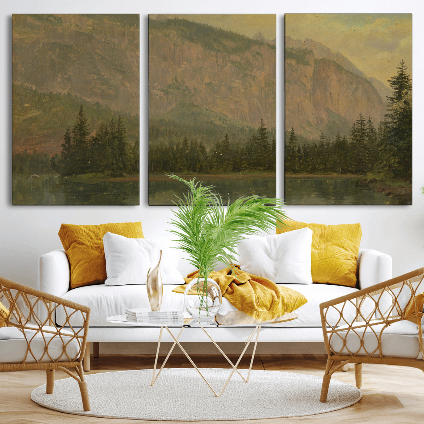 76844524-MGV-CV-36X24 - Frederic Edwin Church Hintersee Canvas Print, Hudson River School Mountain Lake Painting 1868, American Romantic Landscape, Vintage Nature Wall Art