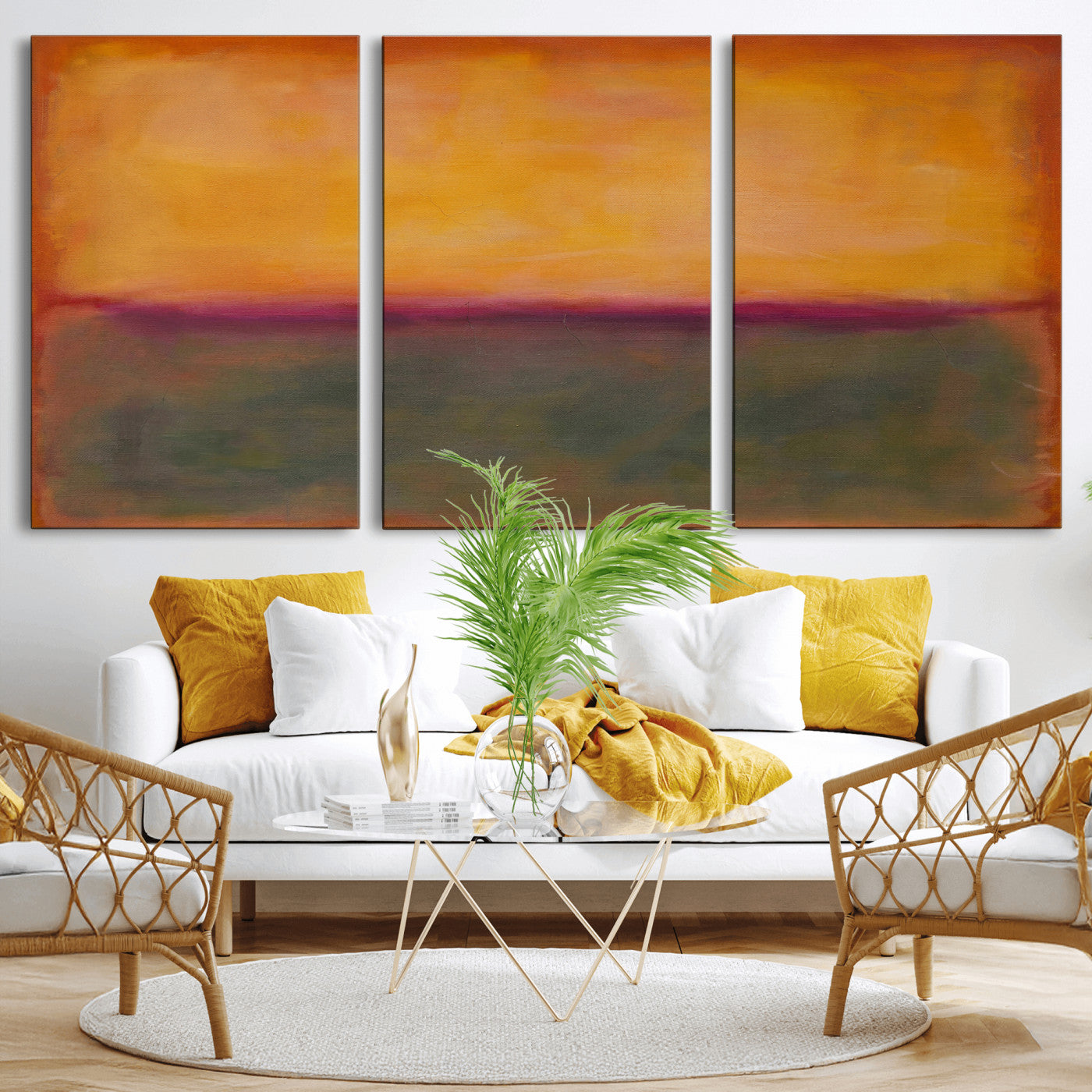 21628300-MGV-CV-36X24 - Abstract Color Field Wall Art Canvas Print, Framed Minimalist Horizon Artwork for Living Room Bedroom Office