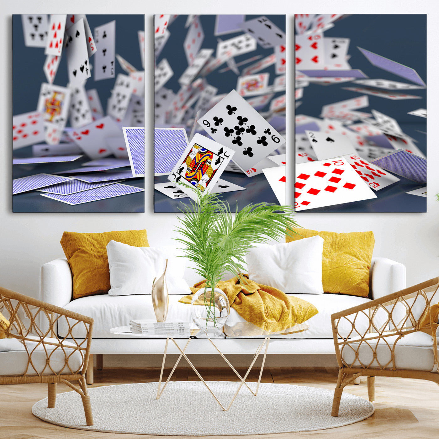 66392185-MGV-CV-36X24 - Playing Cards Canvas Wall Art | Casino Game Room Decor, Poker Decor Art