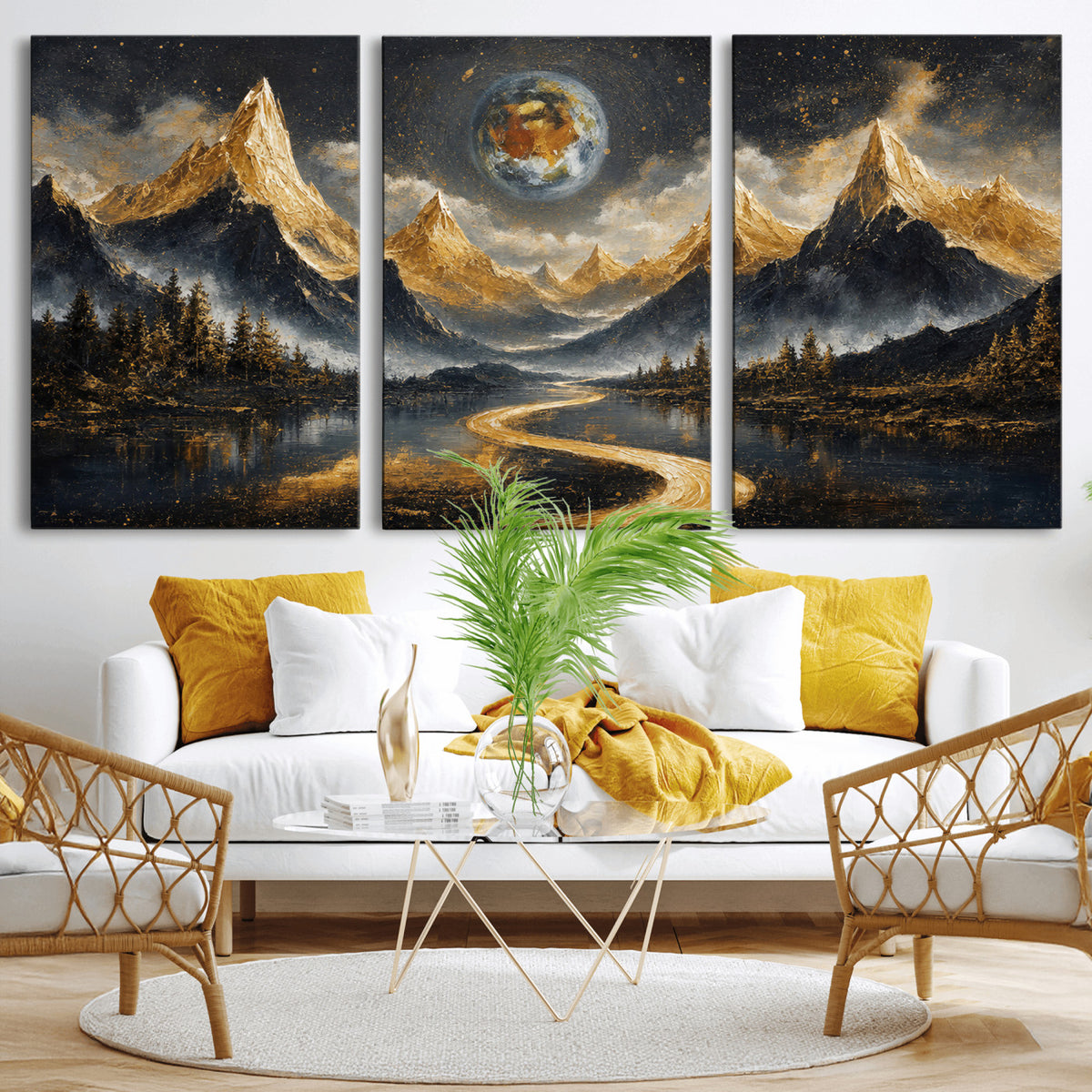 34202127-MGV-CV-36X24 - Abstract Mountain Wall Art Canvas Print Modern Landscape Painting Print