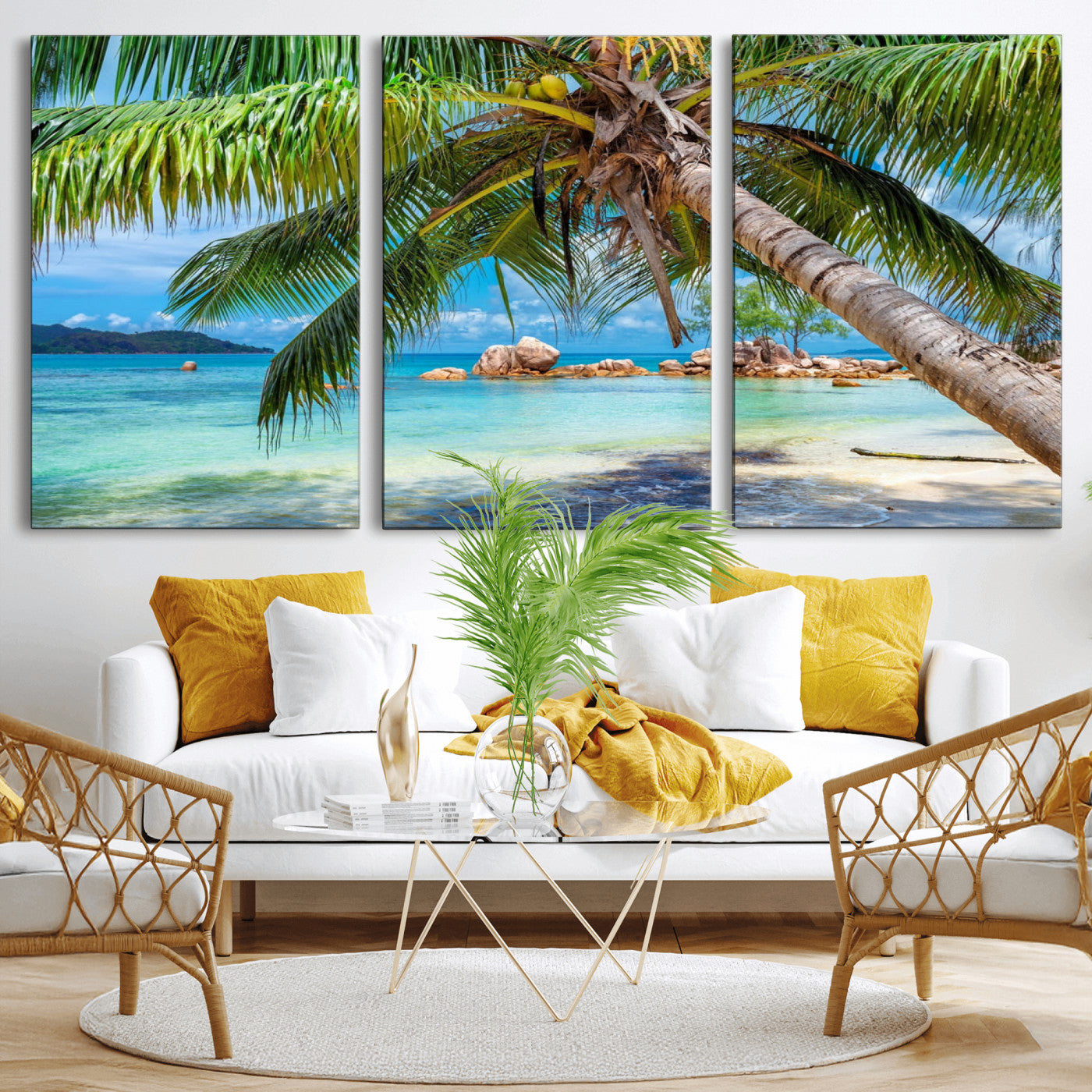 86824715-MGV-CV-36X24 - Seychelles Beach Canvas Wall Art - Anse Volbert Praslin Island Print