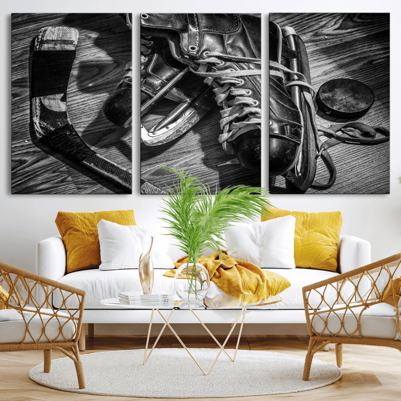 20553-MGV-CV-36X24-Old Pair of Mens Skates Wall Art Canvas, Men Skates Wall Art Print