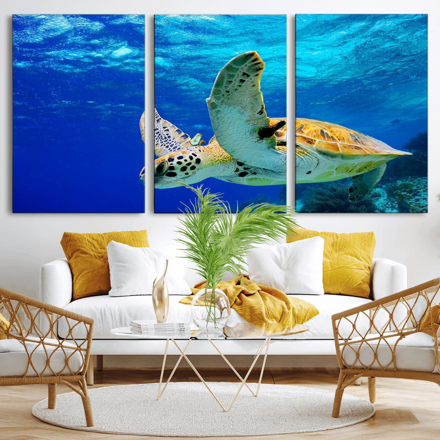 -Sea Turtle Wall Art Canvas Print, Sea life in the Ocean Wall Art Printing