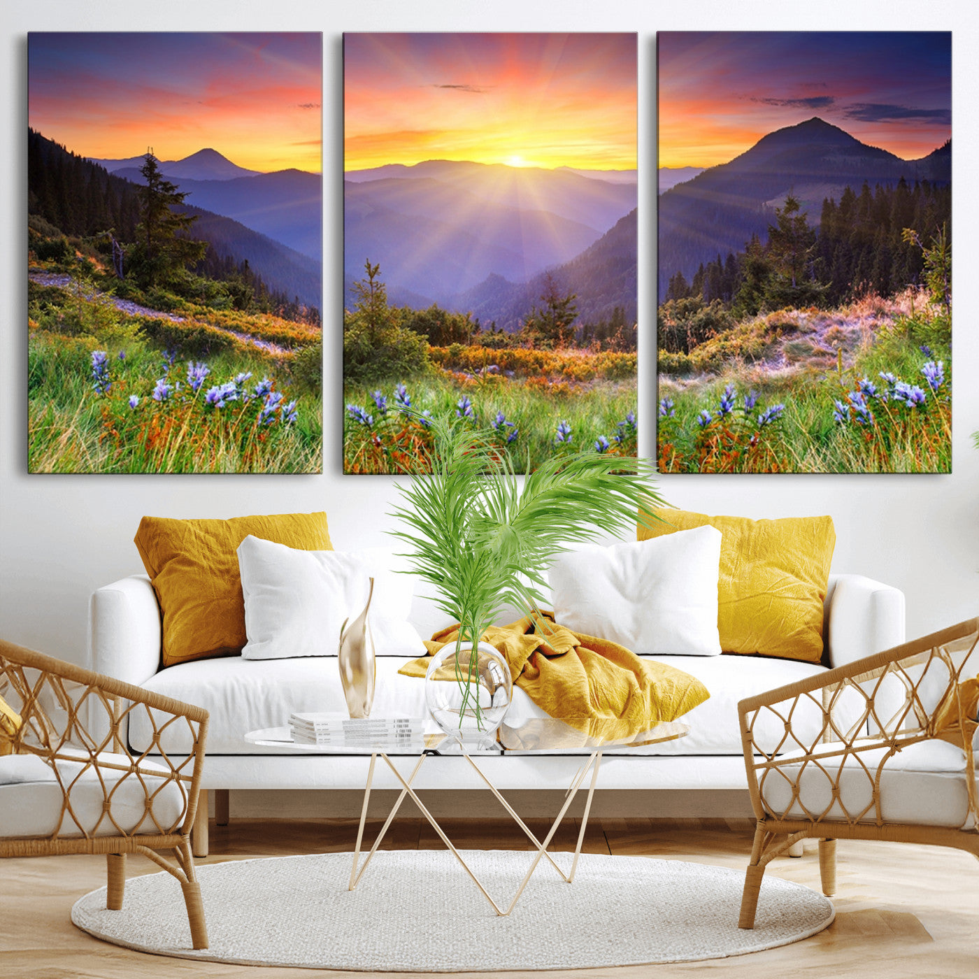 -Mountain and Spring Wall Art Canvas Print
