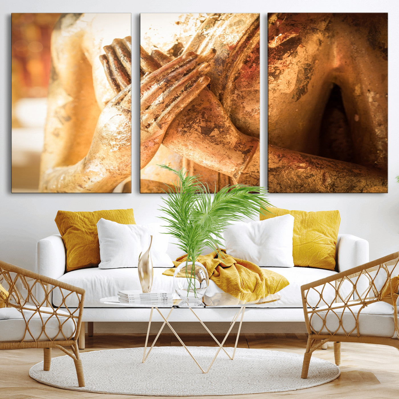 -Buddha Statue Hands Wall Art Canvas Print