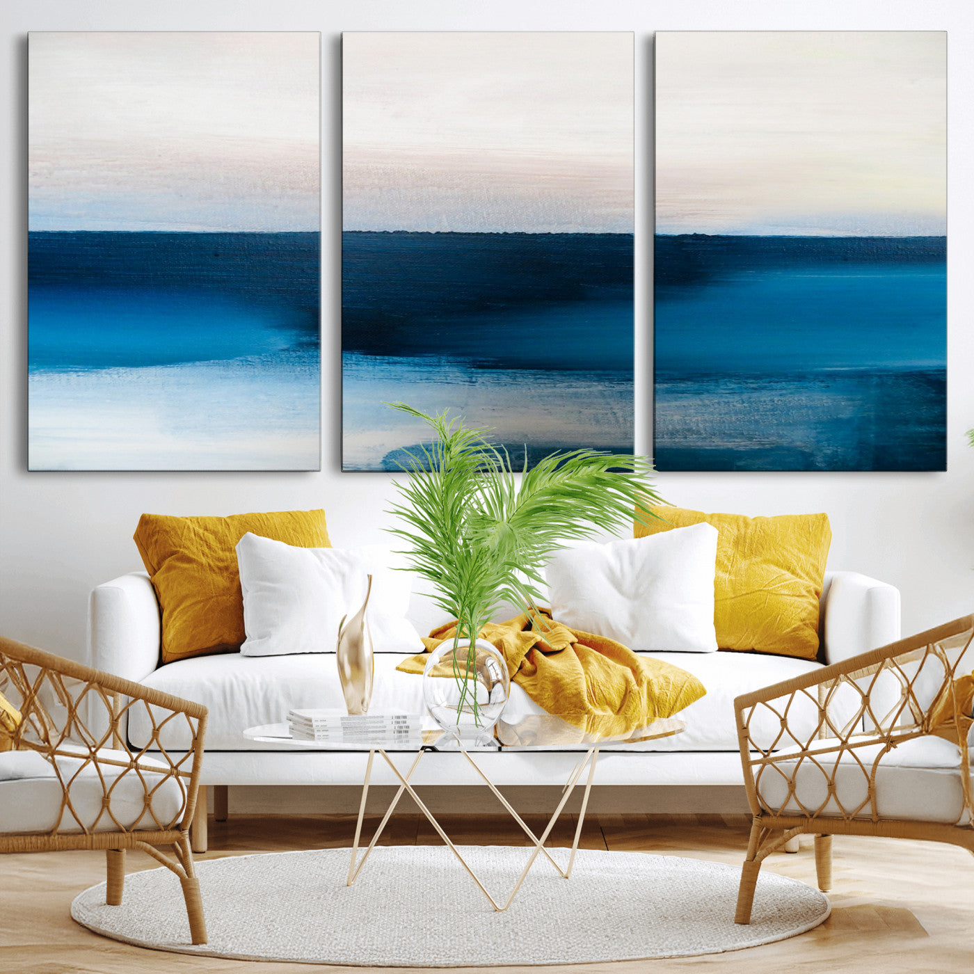 72452-MGV-CV-36X24-Dark Blue Abstract Wall Art Canvas Print