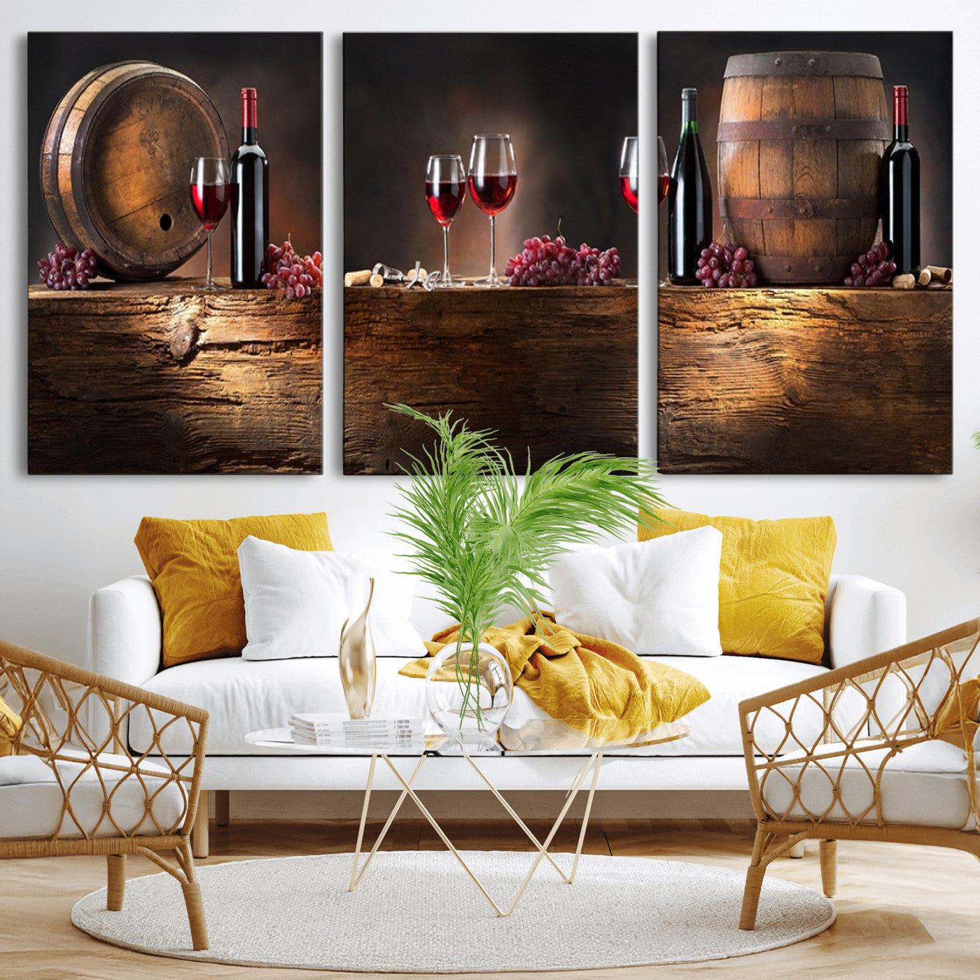 -Wine and Barrels Wall Art Canvas Print