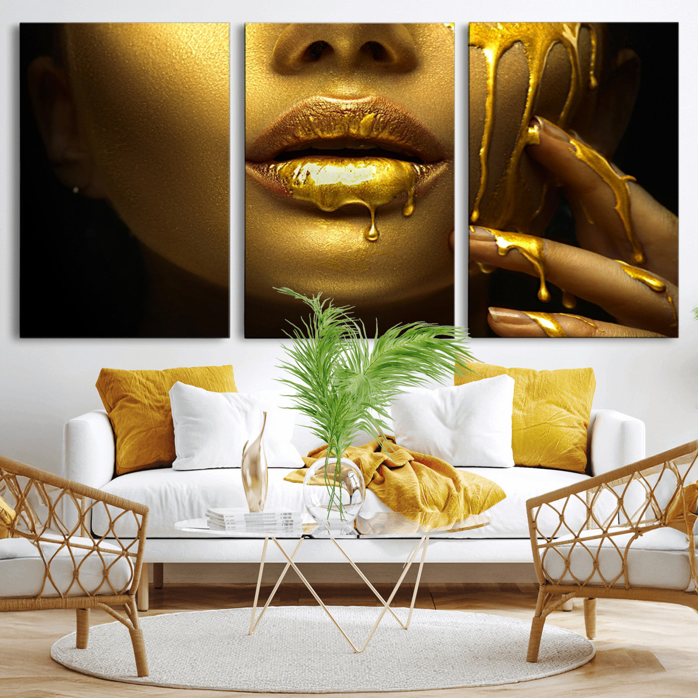 -Gold and Women Wall Art Canvas Print
