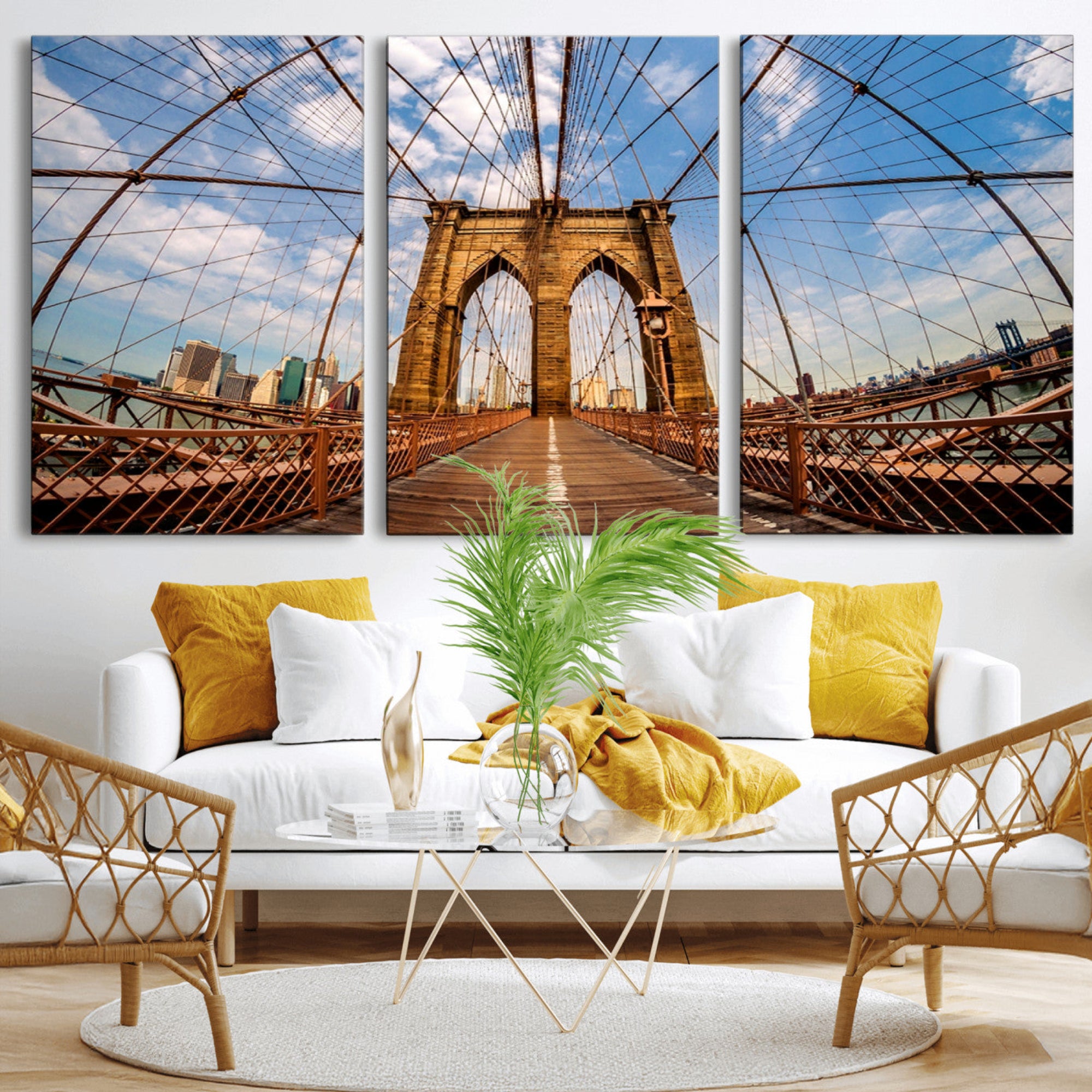 44467-MGV-CV-36X24-Brooklyn Bridge Manhattan Wall Art Canvas Print