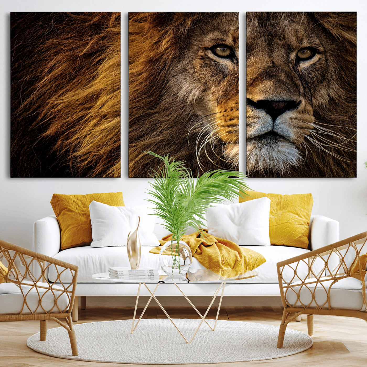 -Mighty Lion Wall Art Canvas Print – Majestic Animal Portrait Artwork for Home, Office, Living Room, Guest Room