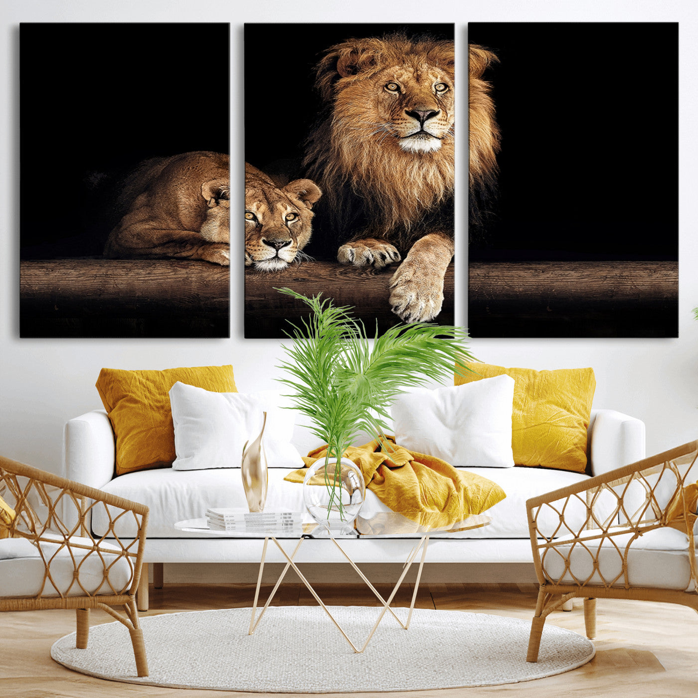 -Lion Canvas Wall Art – Majestic Animal Print Artwork for Home, Office, Living Room, Guest Room, Farmhouse