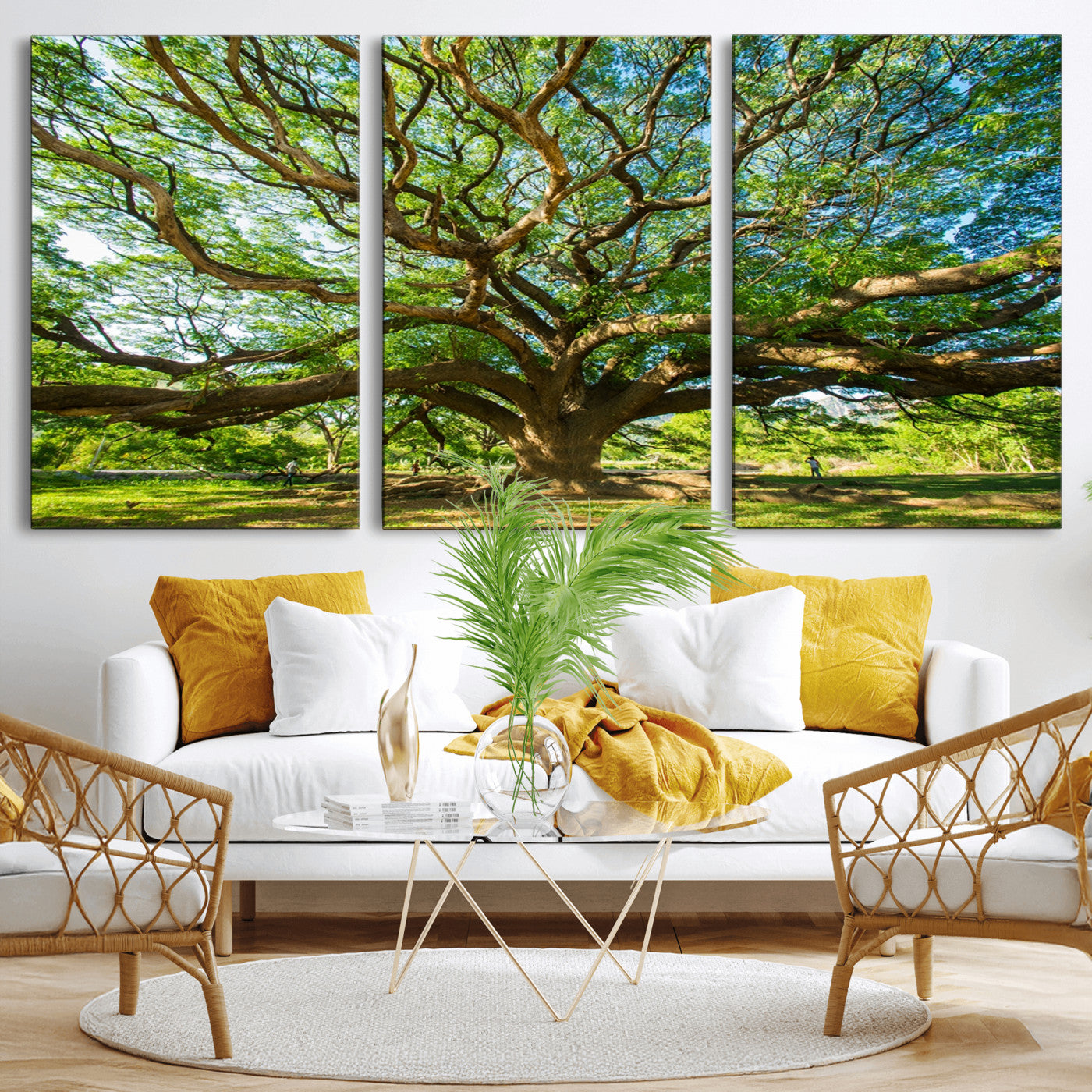 70569-MGV-CV-36X24-Majestic Oak Tree Wall Art – Serene Nature Canvas Print with Spreading Branches, Tranquil Forest Landscape Decor for Living Room or Office