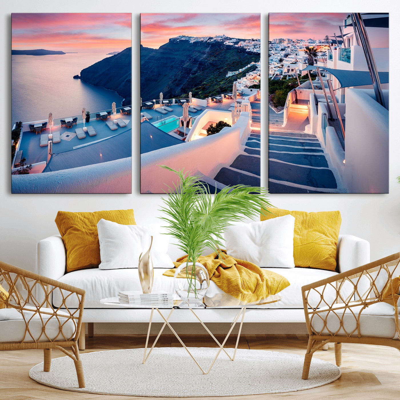 -Santorini Island Wall Art Canvas Print