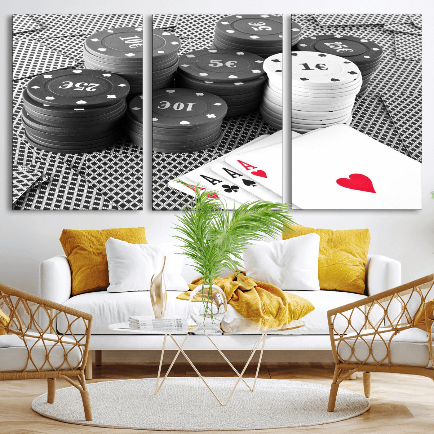-Poker Game Cards Wall Art Canvas, Multi Panel Wall Art Canvas Print