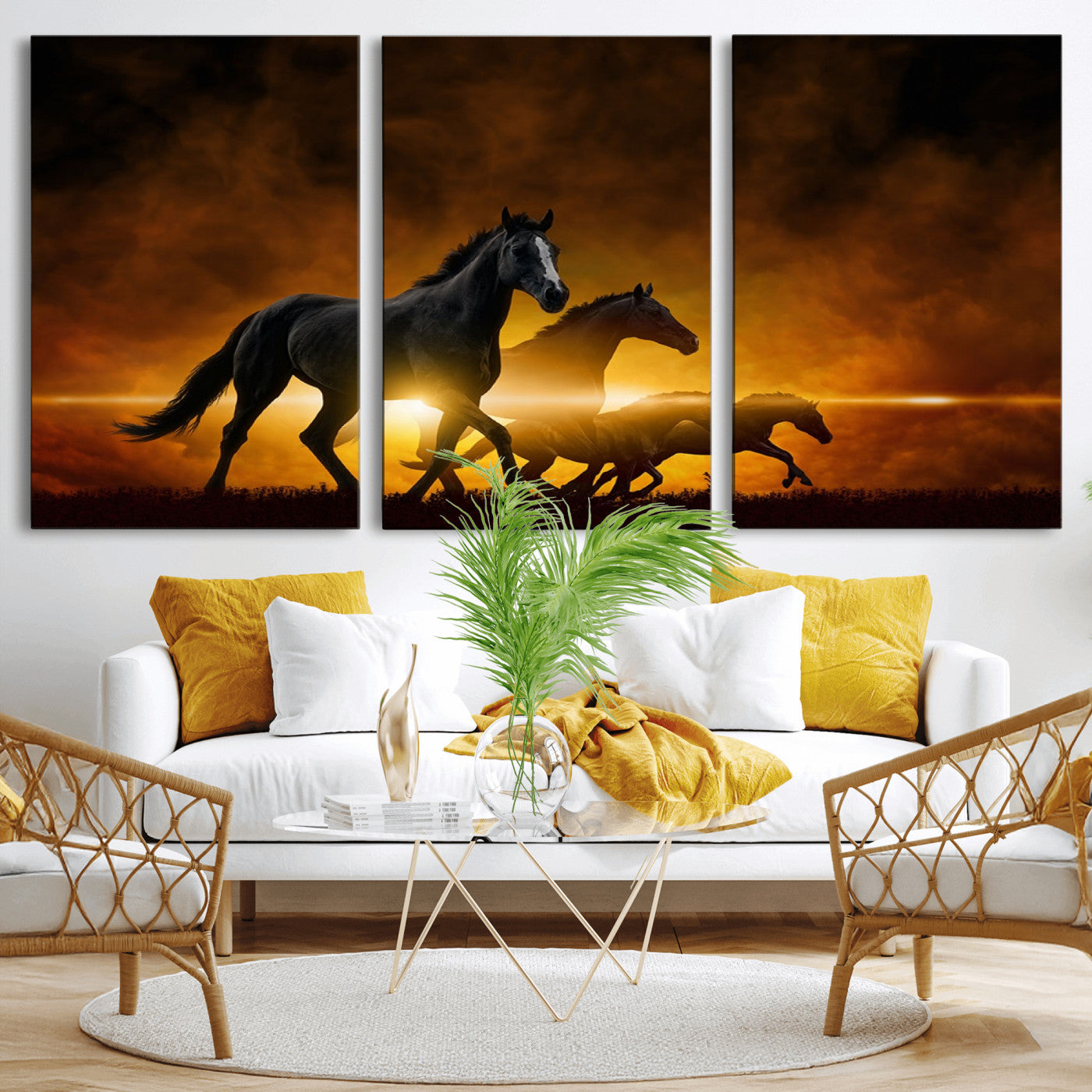 -Horse Wall Art Canvas Print, Multi Panel Animal Canvas Print