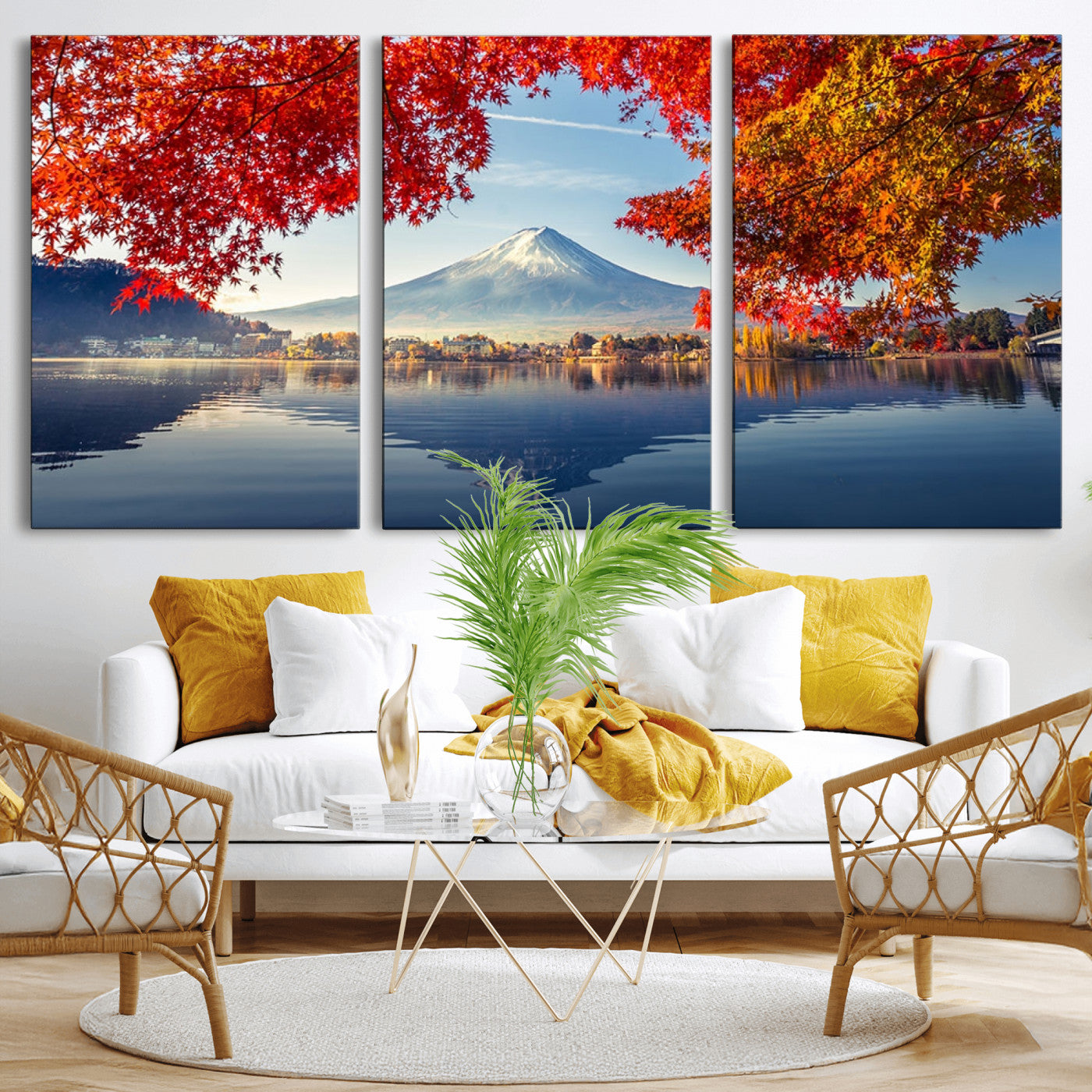 -Mount Fuji Canvas Wall Art Japan Autumn Mountain Canvas Print Wall Art