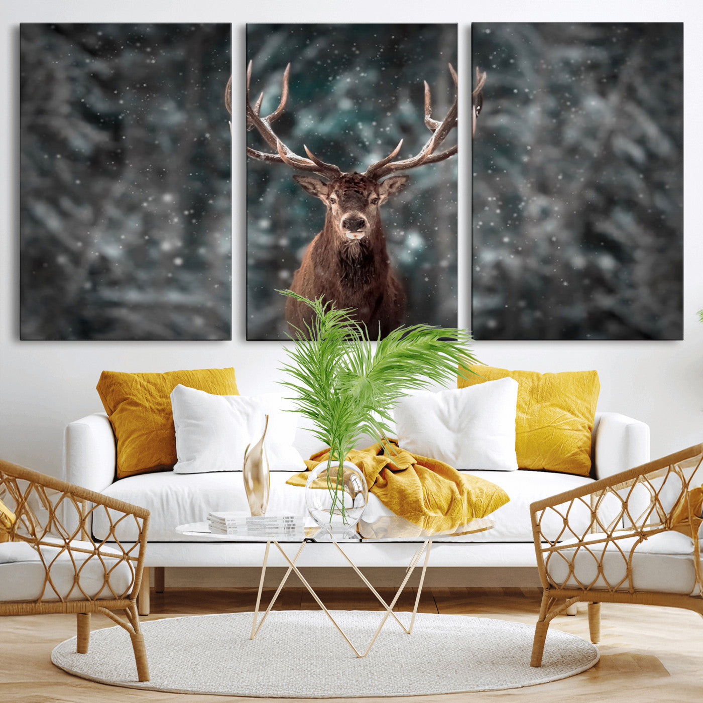 -Wall Art Deer Art Animal Canvas, Framed Wall Art Deer Canvas Print