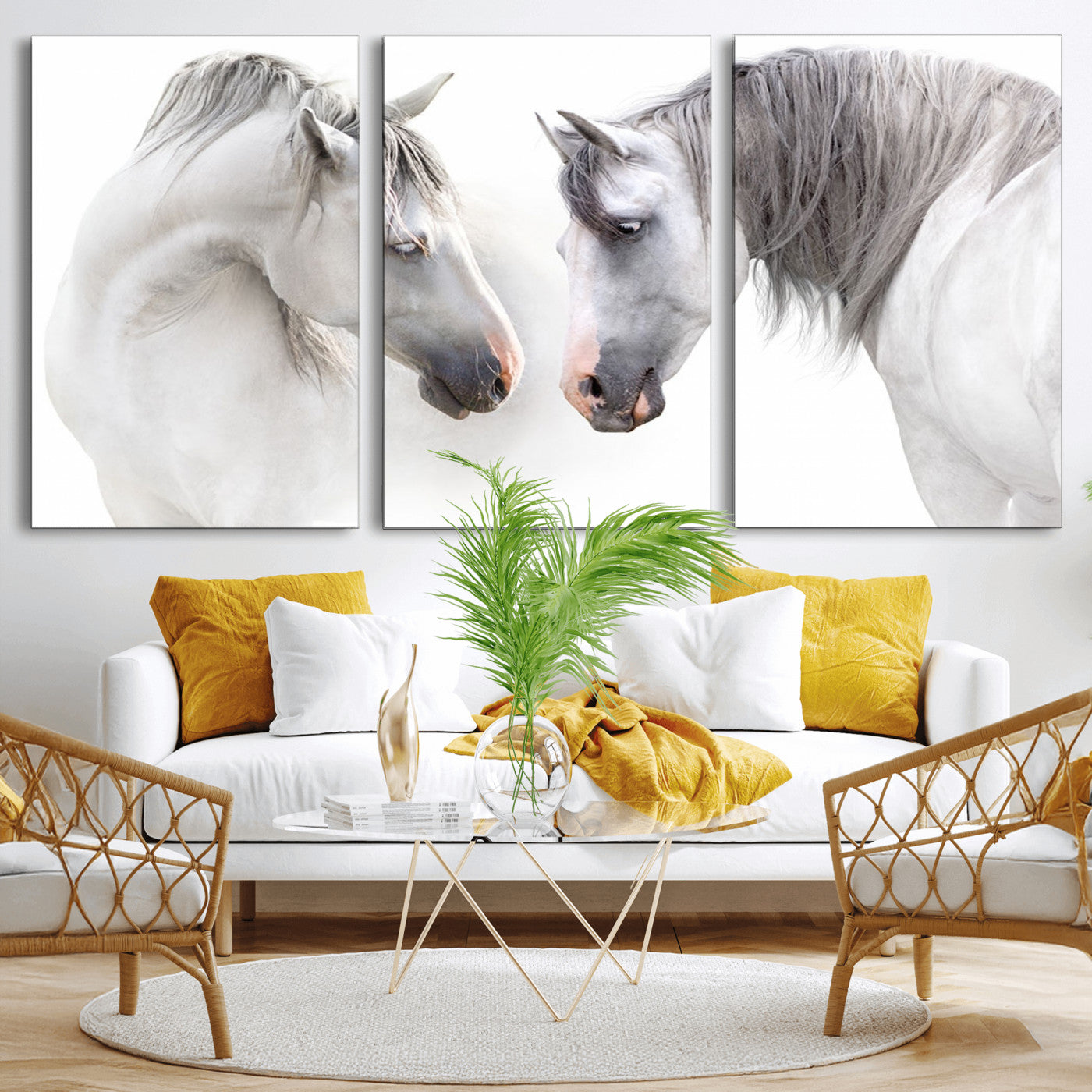 -White Horse Wall Art Animal Canvas Print