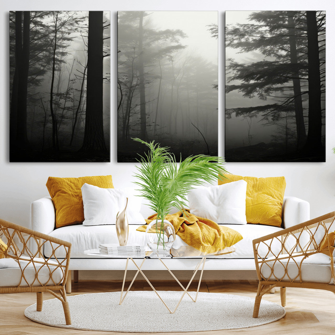 -Misty Forest Wall Art Premium Canvas Print a Foggy and Serene Atmosphere - Nature Wall Art