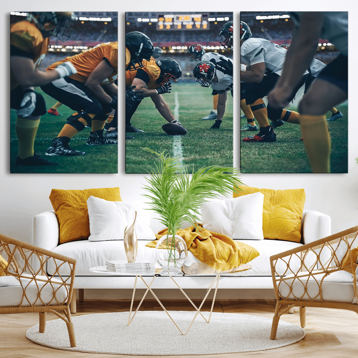-American Football Playing Wall Art Canvas Print