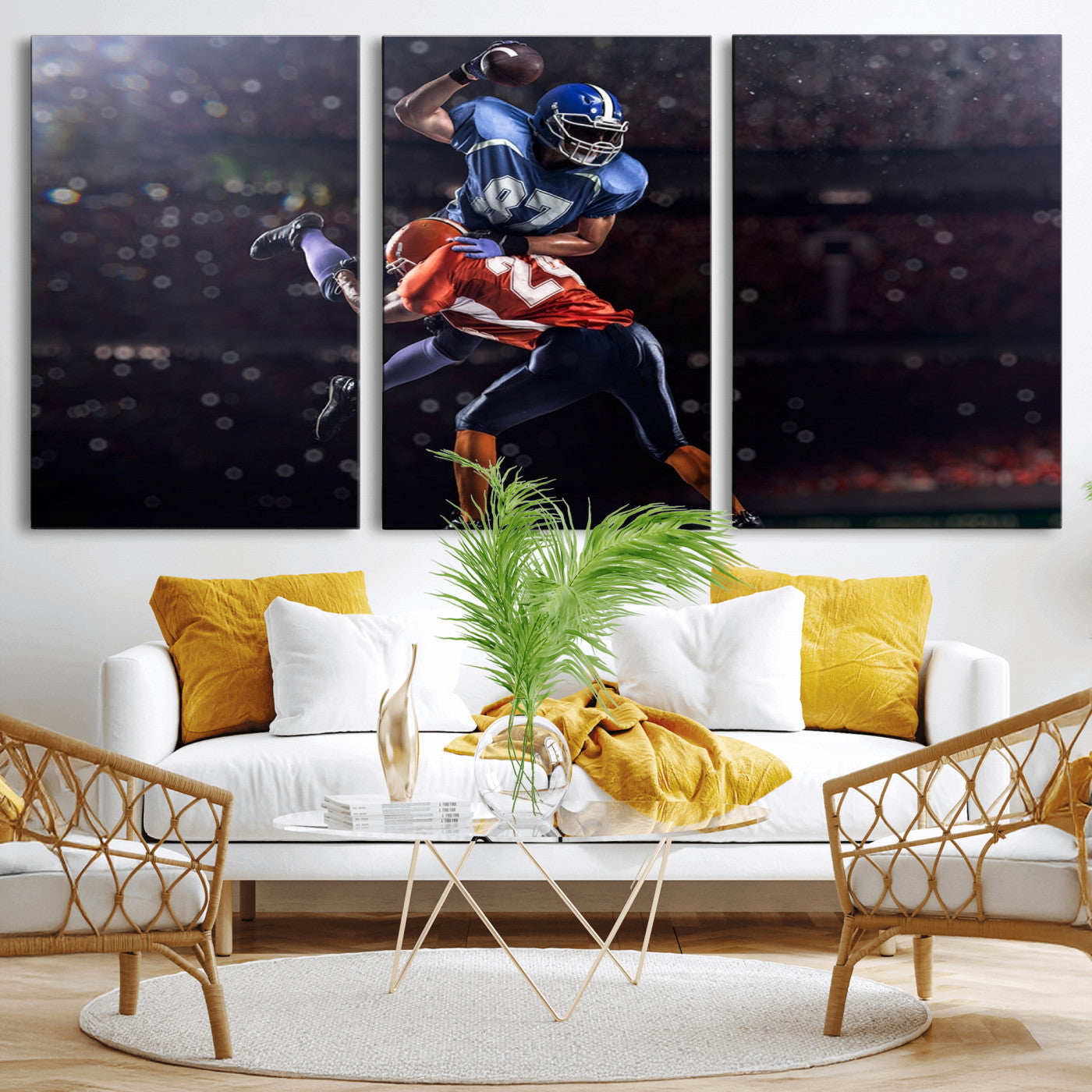 76491-MGV-CV-36X24-American Football Wall Art Canvas Print, Stadium Sport Wall Art Print