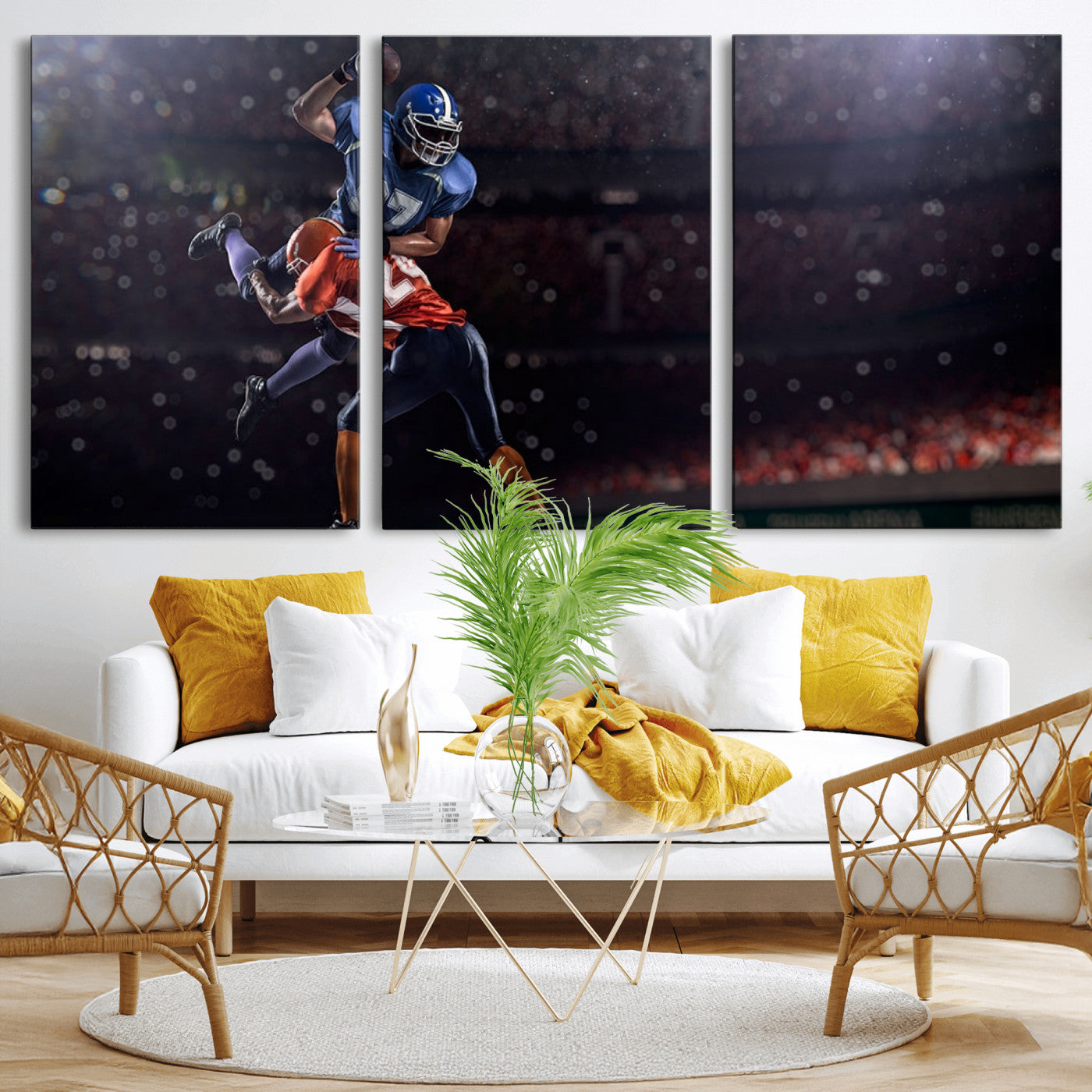 68009-MGV-CV-36X24-American Football Wall Art Canvas Print, Stadium Sport Wall Art Print