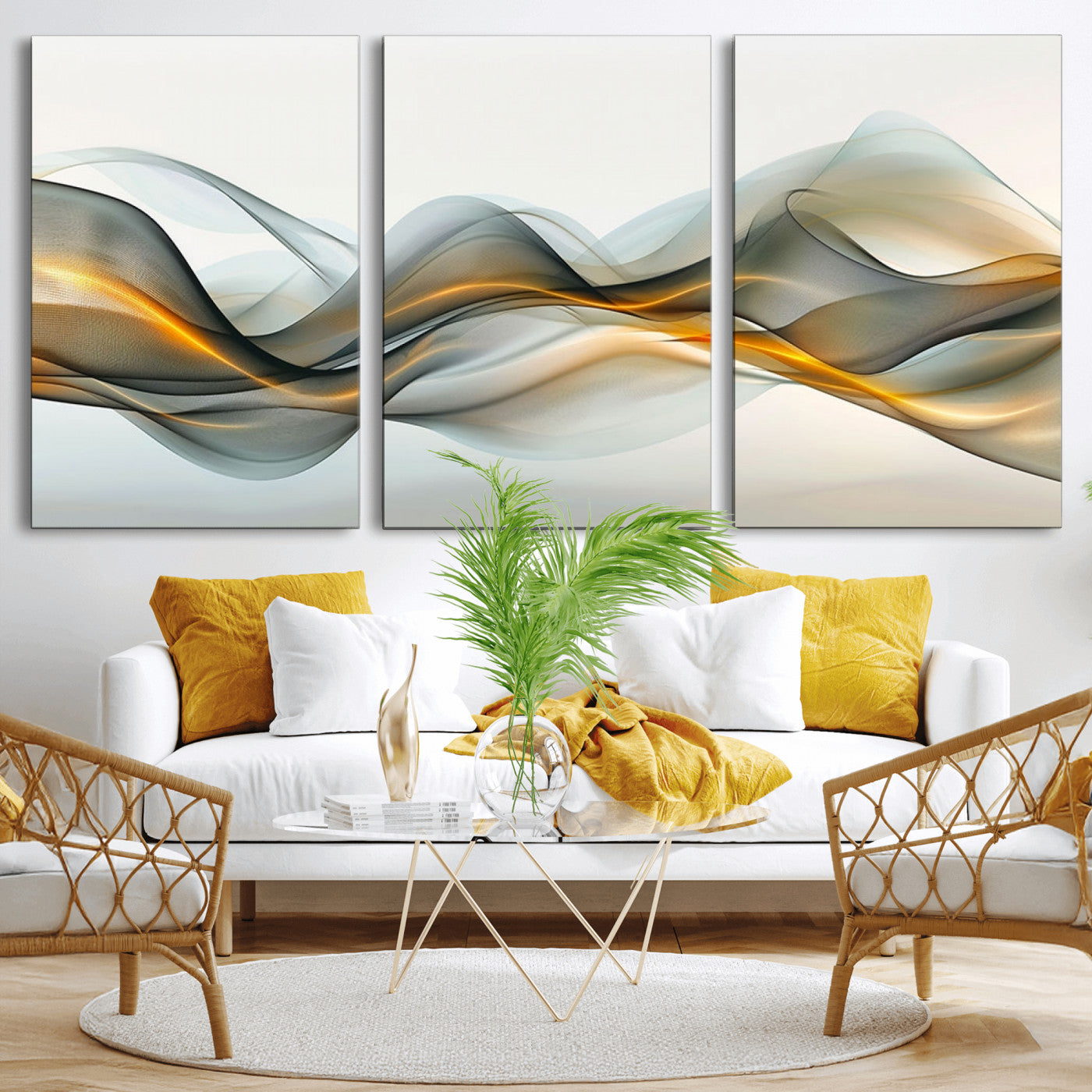 ES1001-MGV-CV-36X24-Abstract Wave Canvas Wall Art – Fluid Contemporary Elegance in Motion – Ready to Hang