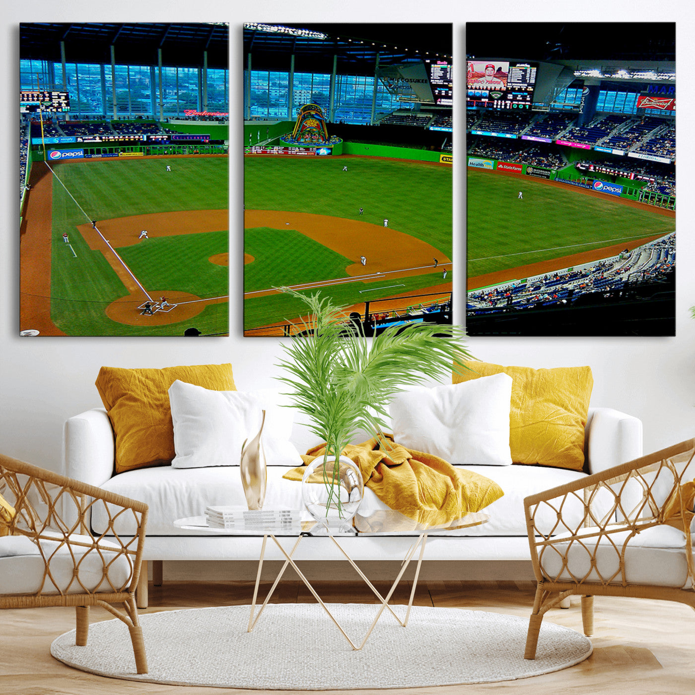 -Miami Marlins Baseball Team Print - Miami LoanDepot Park Stadium Wall Art Canvas Print