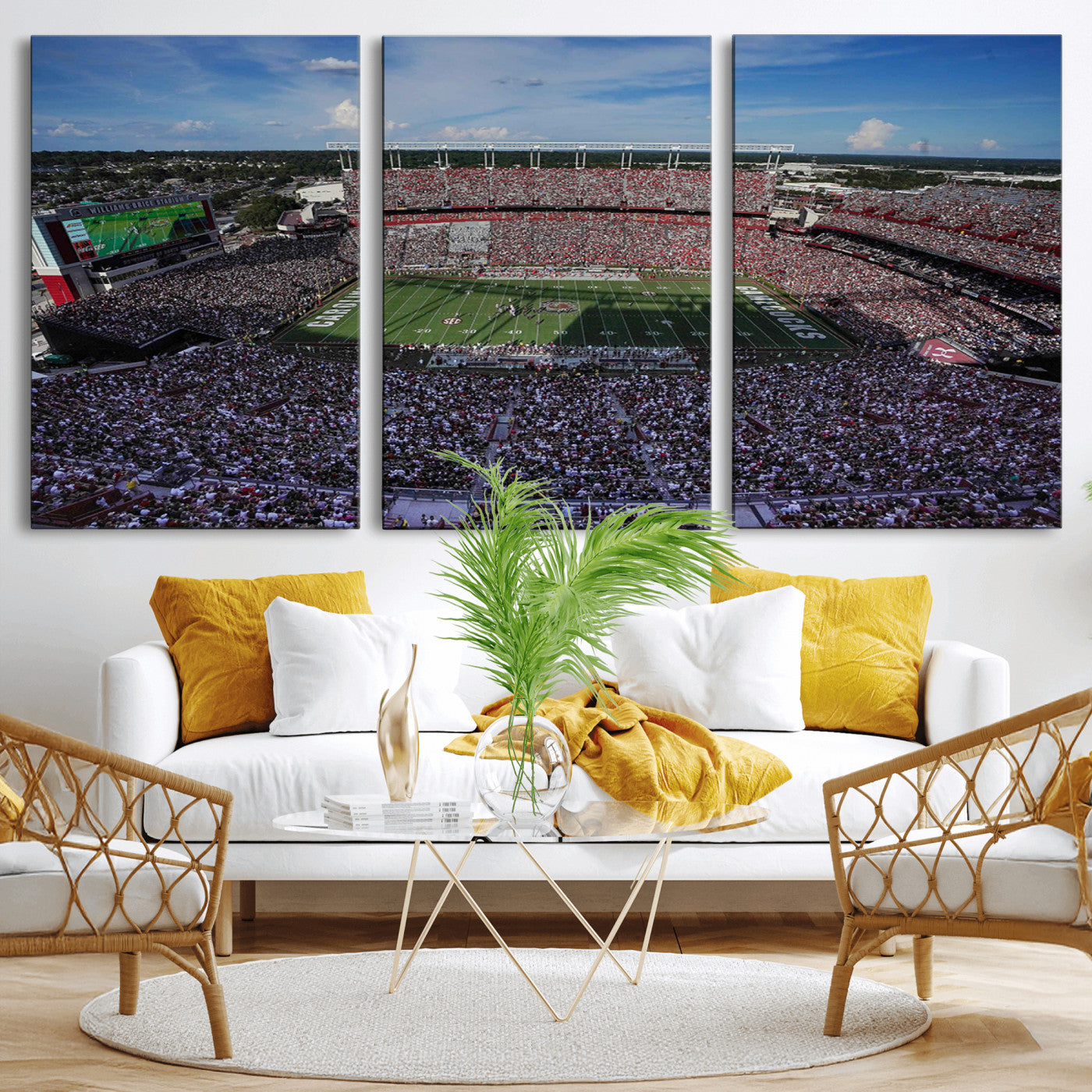 83382-MGV-CV-36X24-South Carolina Gamecocks Football Team Print - Columbia Williams-Brice Stadium Wall Art Canvas Print