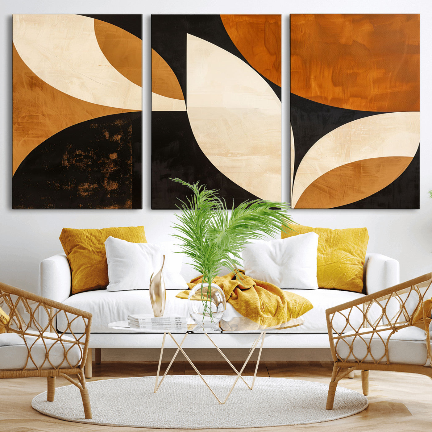 21251-MGV-CV-36X24-Geometric Abstract Wall Art Canvas Print, Mid Century Modern Wall Art Print