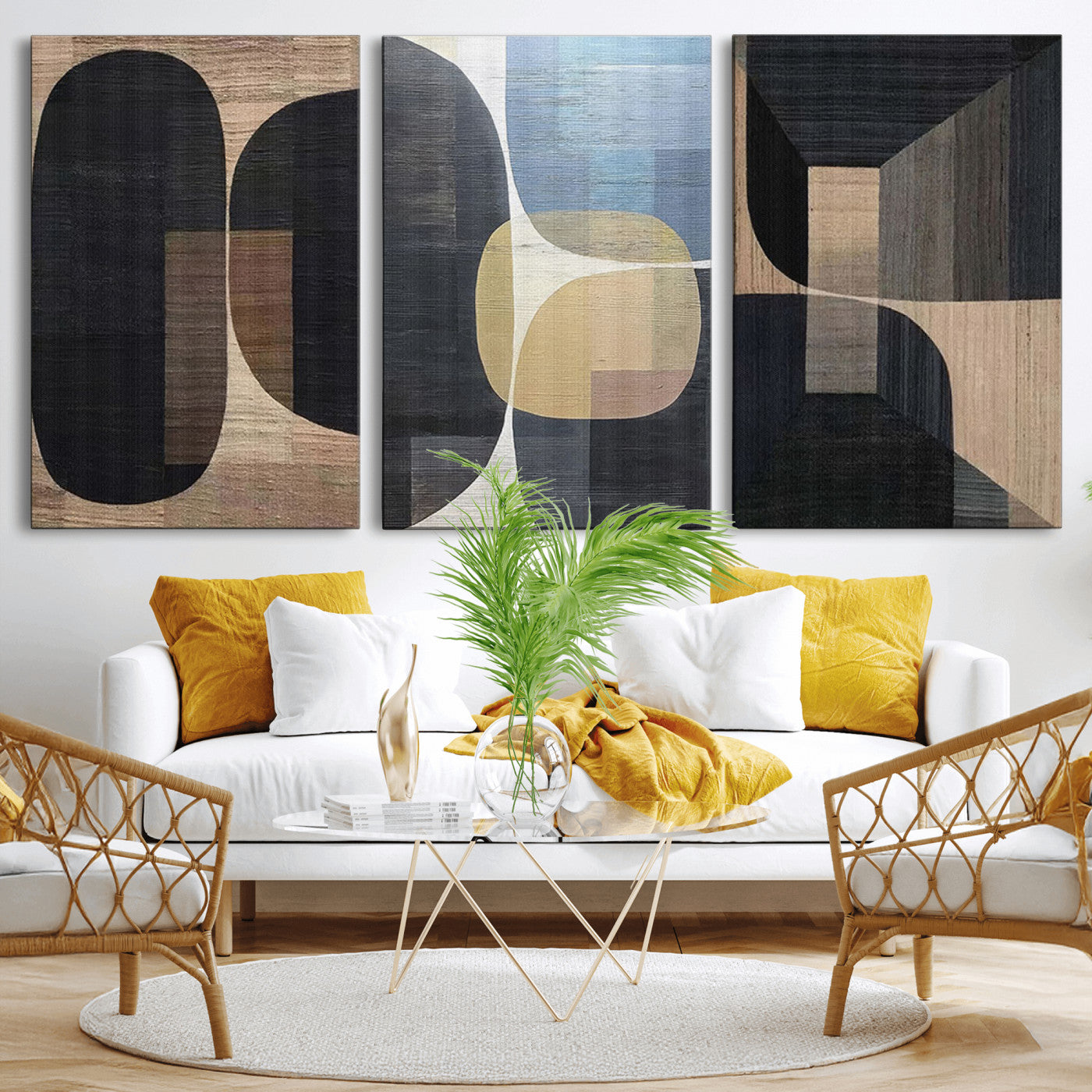 75252-MGV-CV-36X24-Minimalist Wabi Sabi Abstract Geometric Wall Art Canvas Print – Modern Minimalist Shapes – Ready to