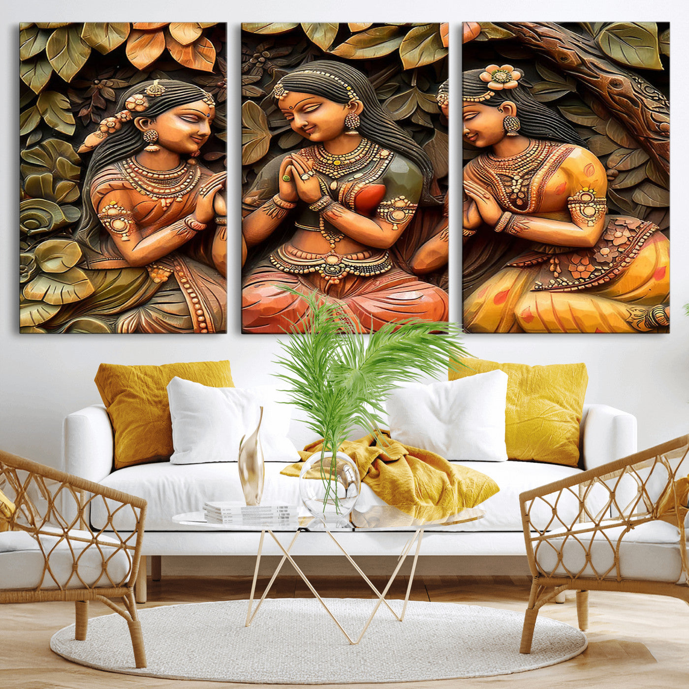 12926-MGV-CV-36X24-Indian Woman Statue Wall Art Canvas Print