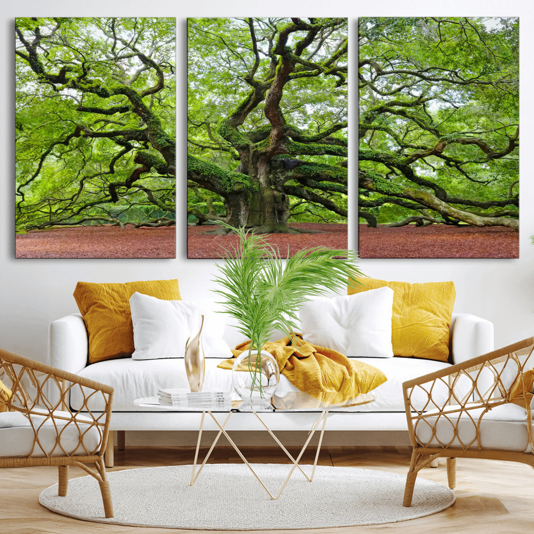 Framed Angel Oak Tree Wall Art, 3-Panel Canvas Prints