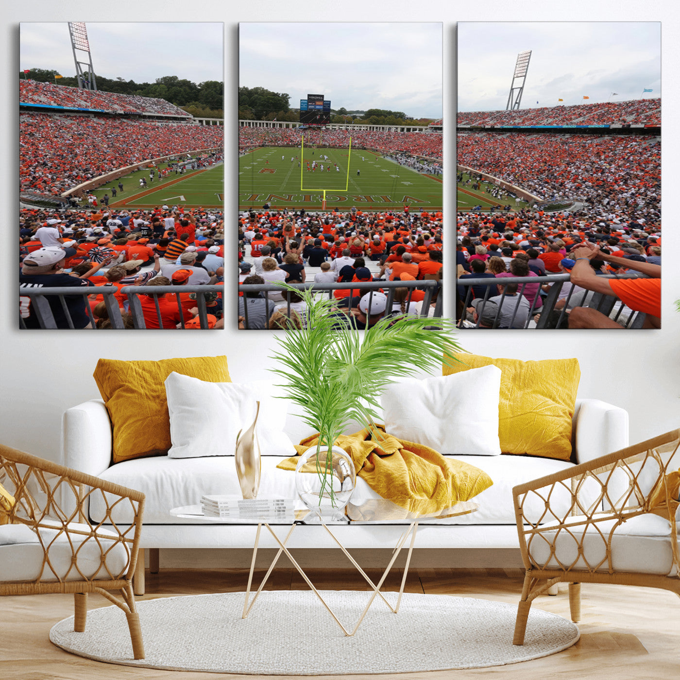 63606-MGV-CV-36X24 - Virginia Cavaliers Football Team Print - Charlottesville Scott Stadium Print Wall Art Canvas
