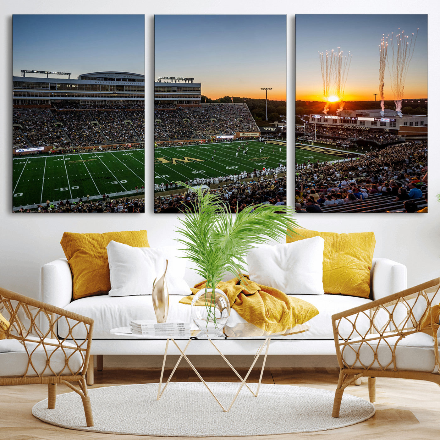 29253-MGV-CV-36X24-Demon Deacons Football Team Print Canvas- Winston-Salem Allegacy Federal Credit Union Stadium Wall