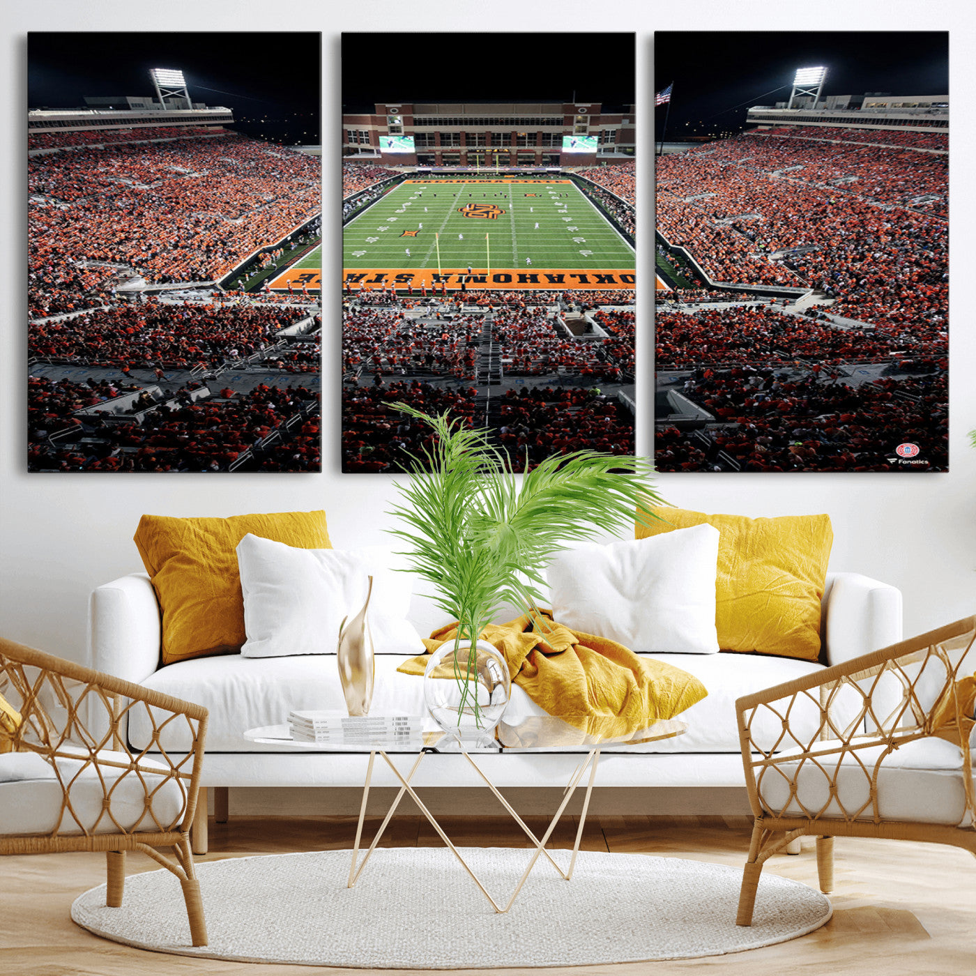 81675-MGV-CV-36X24-Boone Pickens Stadium Wall Art Oklahoma State Cowboys Print Framed Sports Canvas Art for Home, Office, Living Room