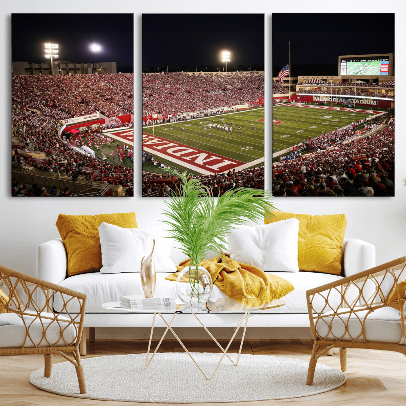 82748-MGV-CV-36X24-Indiana University Hoosiers Football Team Print Canvas - Bloomington Memorial Stadium Wall Art
