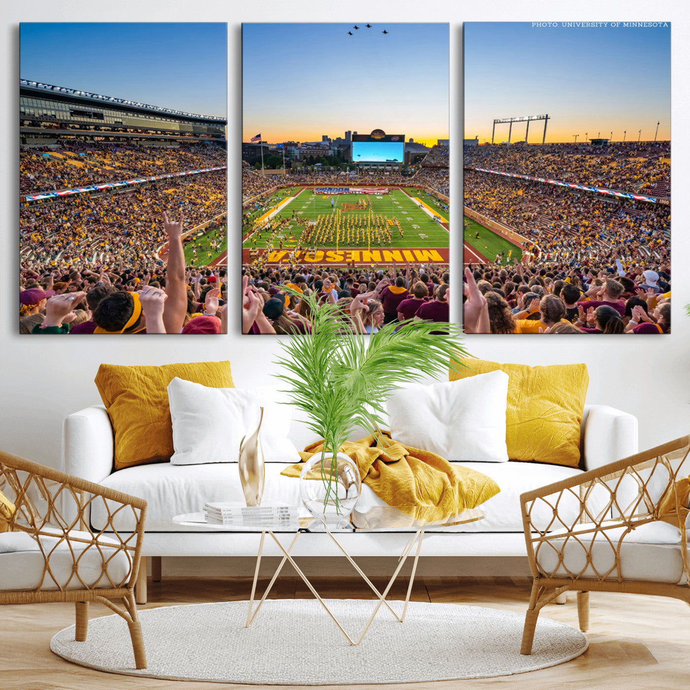 63452-MGV-CV-36X24-University of Minnesota Golden Gophers Football Team Print - Minneapolis Huntington Bank Stadium