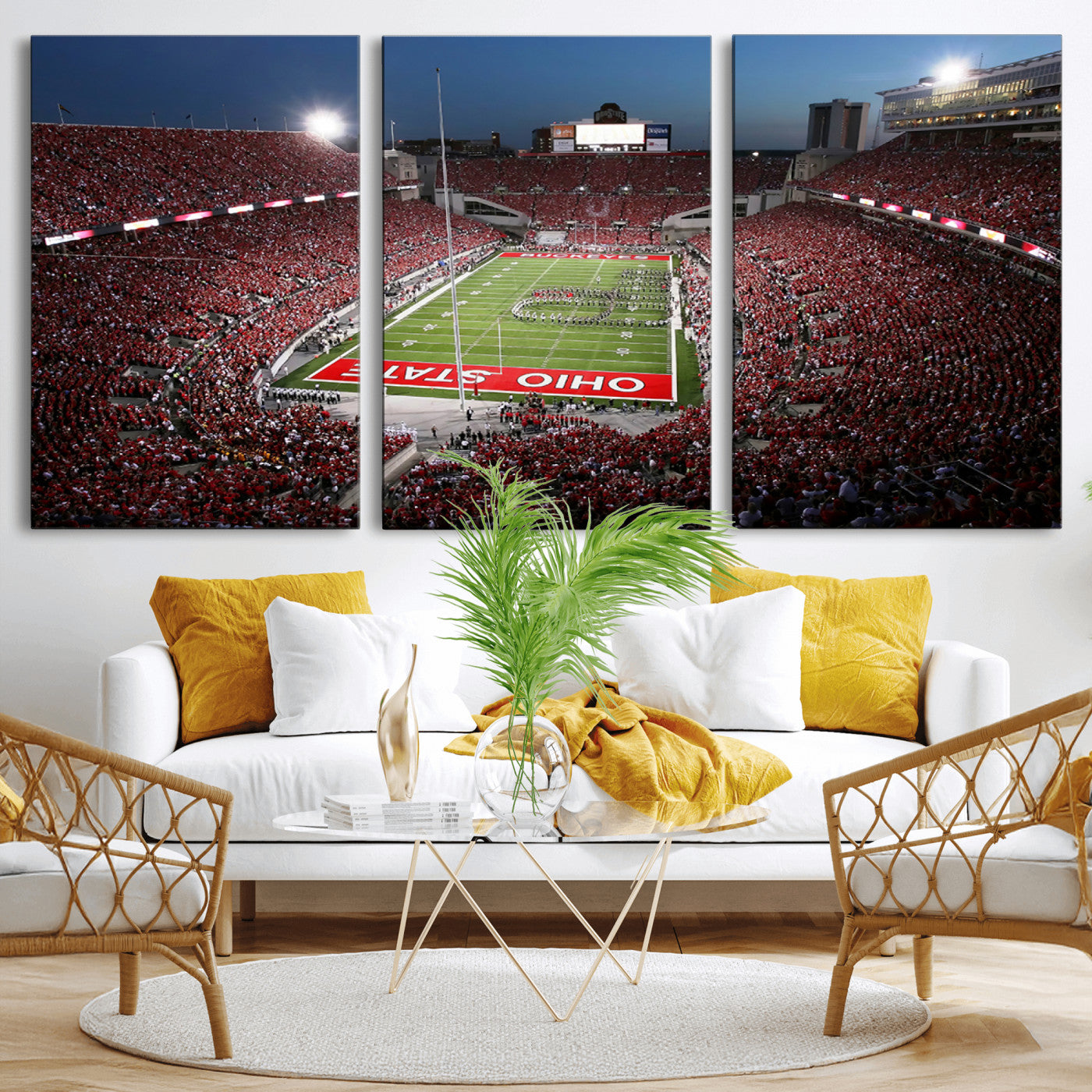 98743-MGV-CV-36X24-Ohio State University Buckeyes Football Team Print - Columbus Ohio Stadium Wall Art Canvas Print