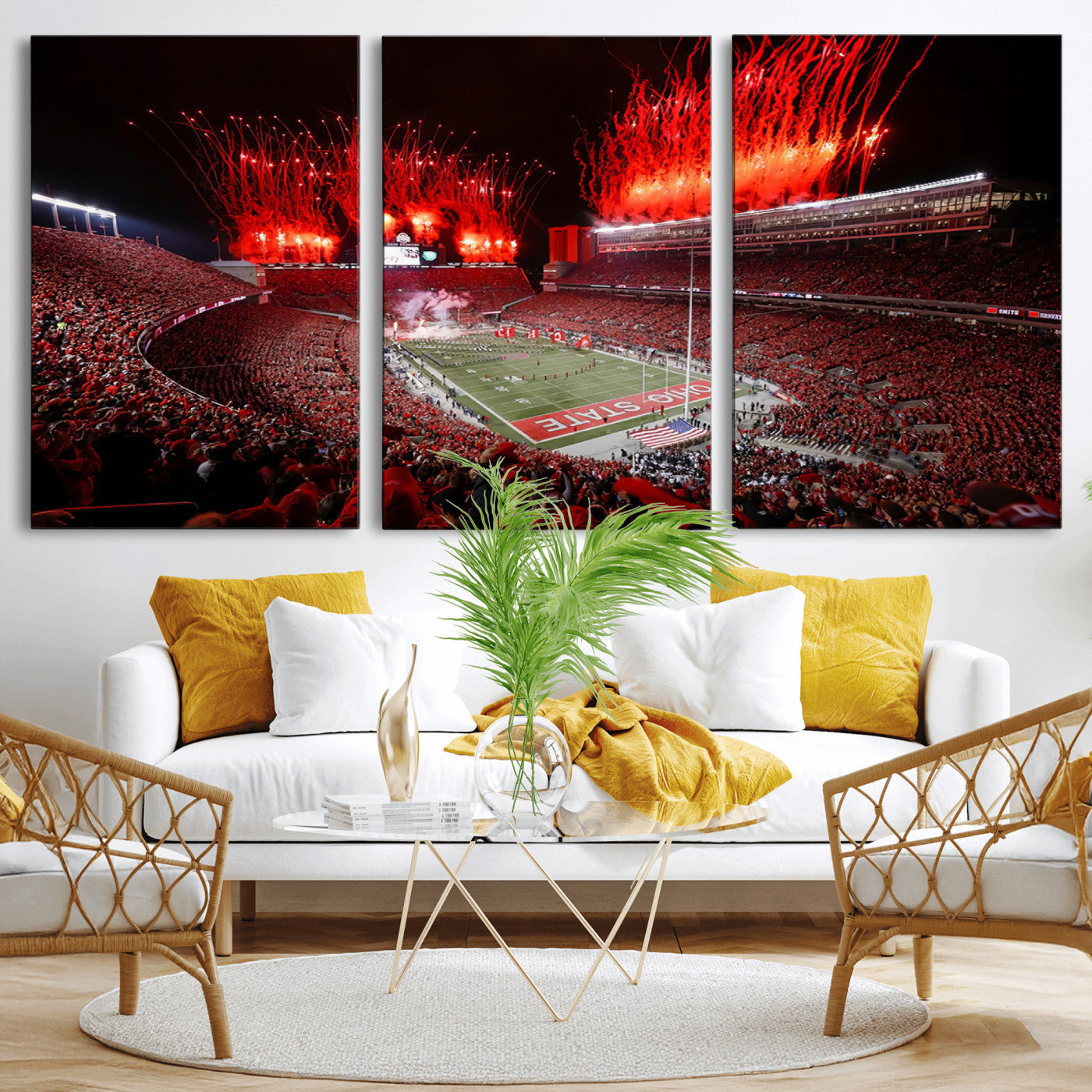 56909-MGV-CV-36X24-Ohio State University Buckeyes Football Team Print - Columbus Ohio Stadium Wall Art Canvas Print
