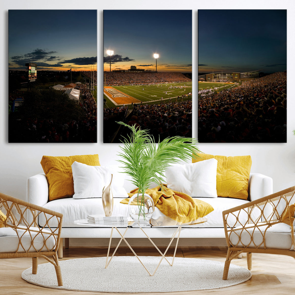 15980-PAN-FL-20X10 - Ball State Cardinals Football Team Print - Muncie Scheumann Stadium Wall Art Canvas Print