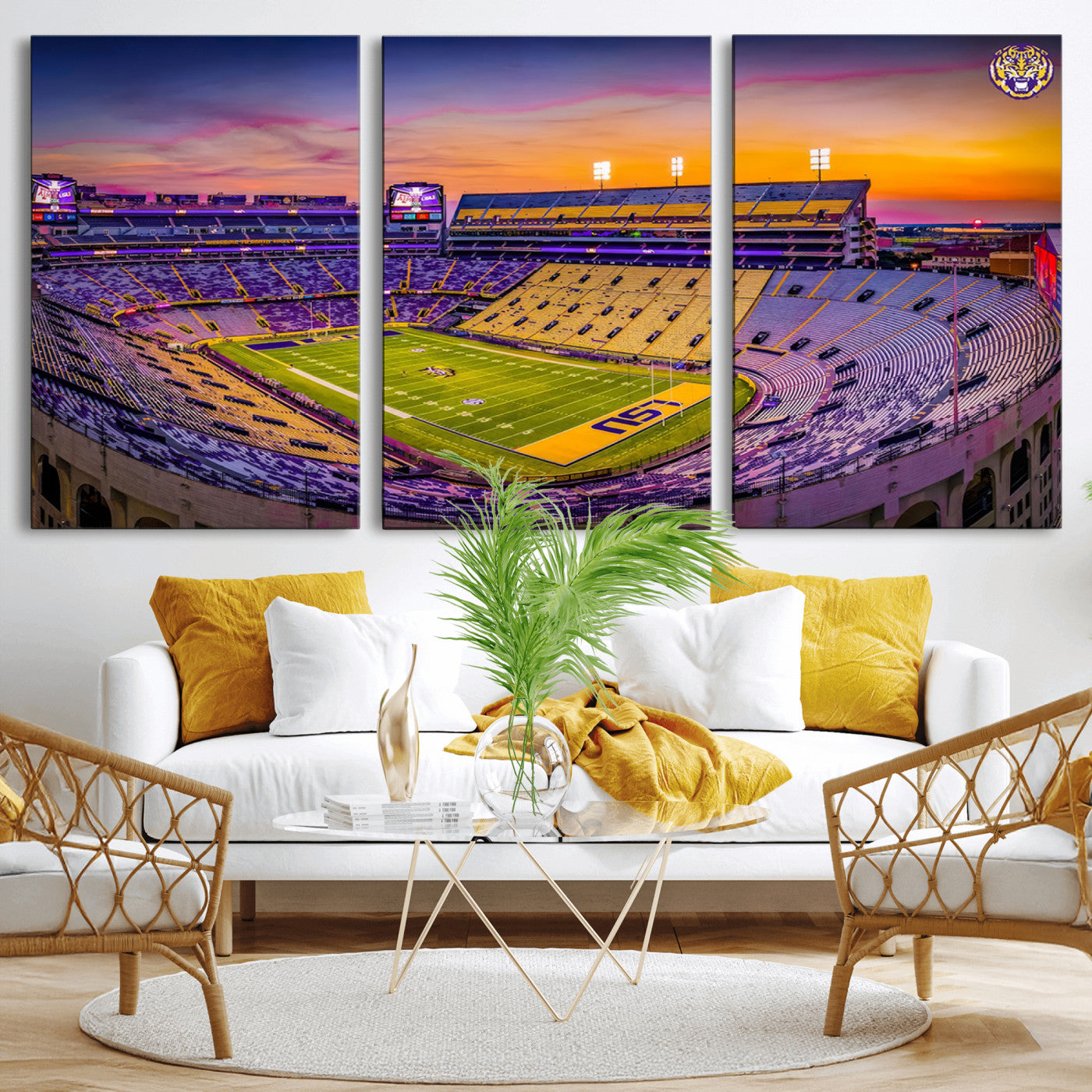 93538-MGV-CV-36X24-The Louisiana State University Tigers Football Team Print - Baton Rouge Tiger Stadium Wall Art